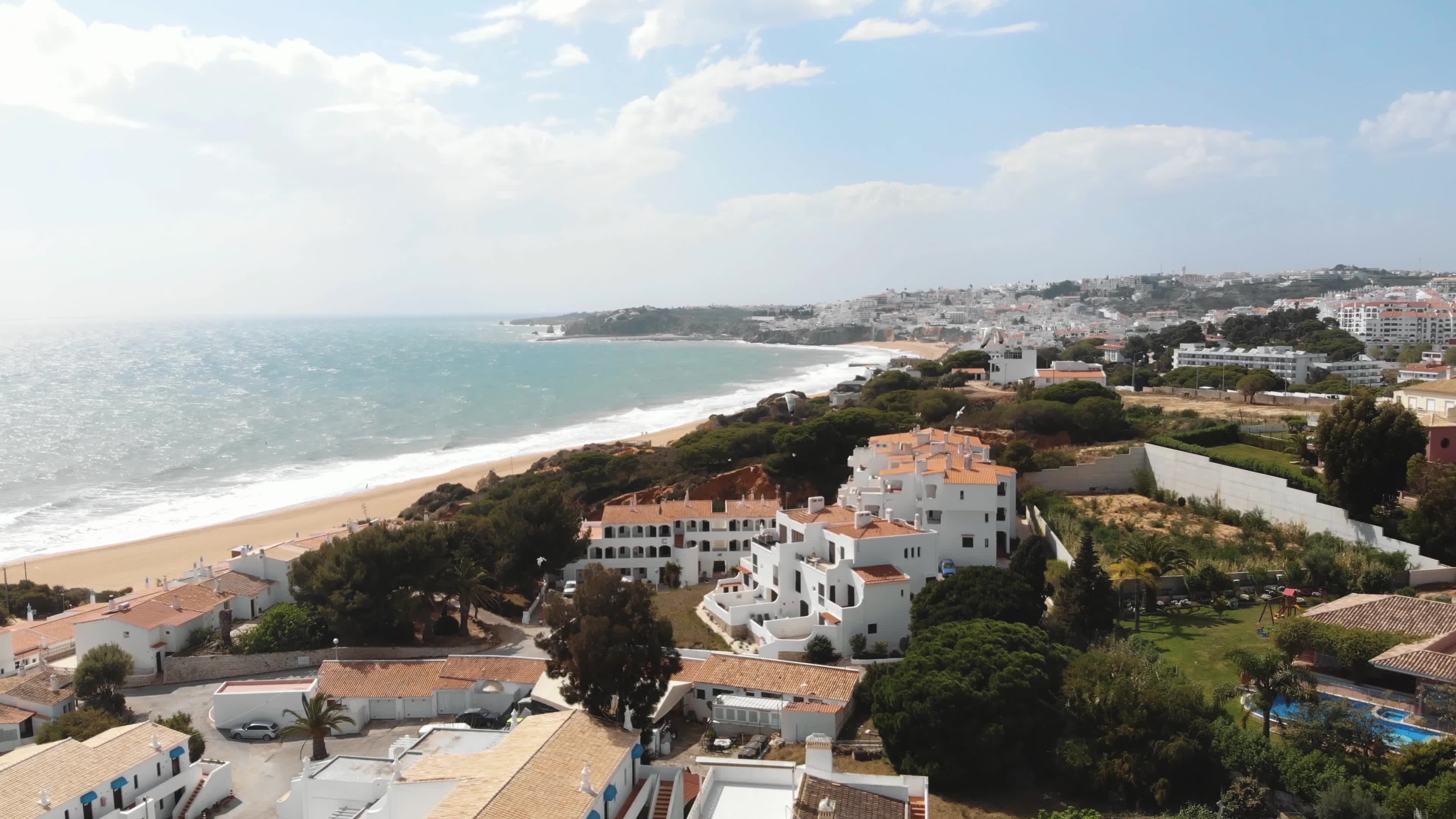 Atlantic Ocean, Albufeira Beach, Aerial view, Sunny day bliss, 3840x2160 4K Desktop