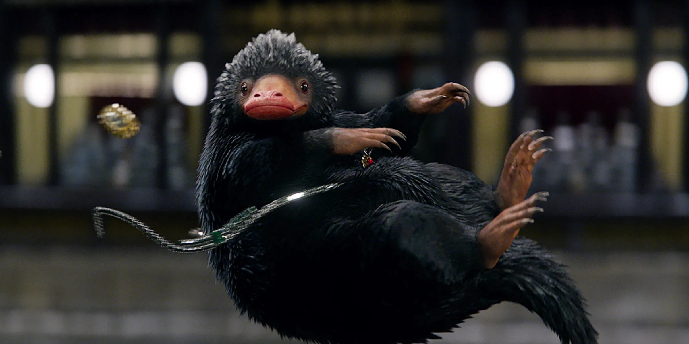 Niffler, Enchanting podcast, Fantastic Beasts discovery, Extraordinary creatures, 2400x1200 HD Desktop