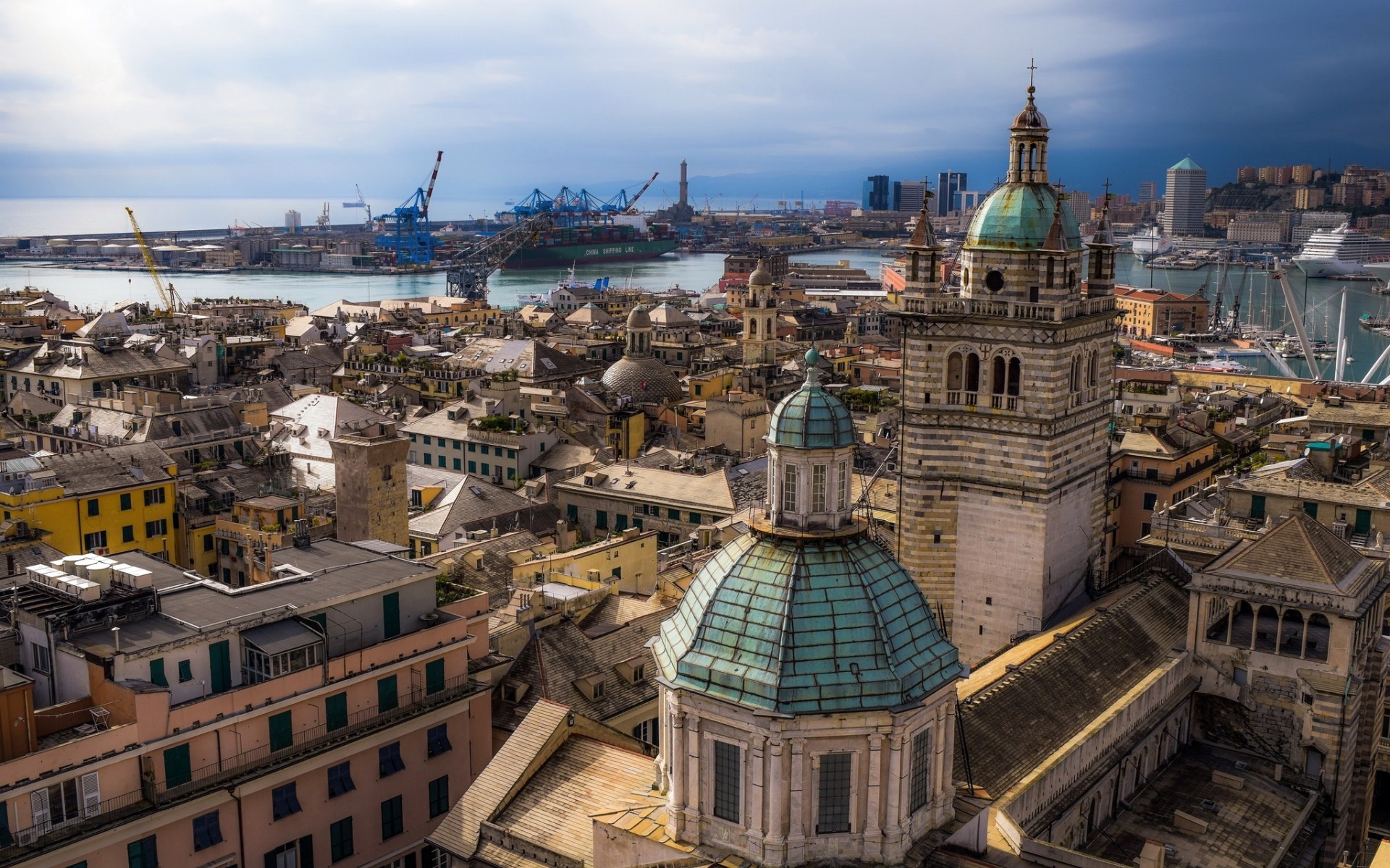 Genova Italy, Download wallpapers, Liguria, Mar Ligure, 1920x1200 HD Desktop