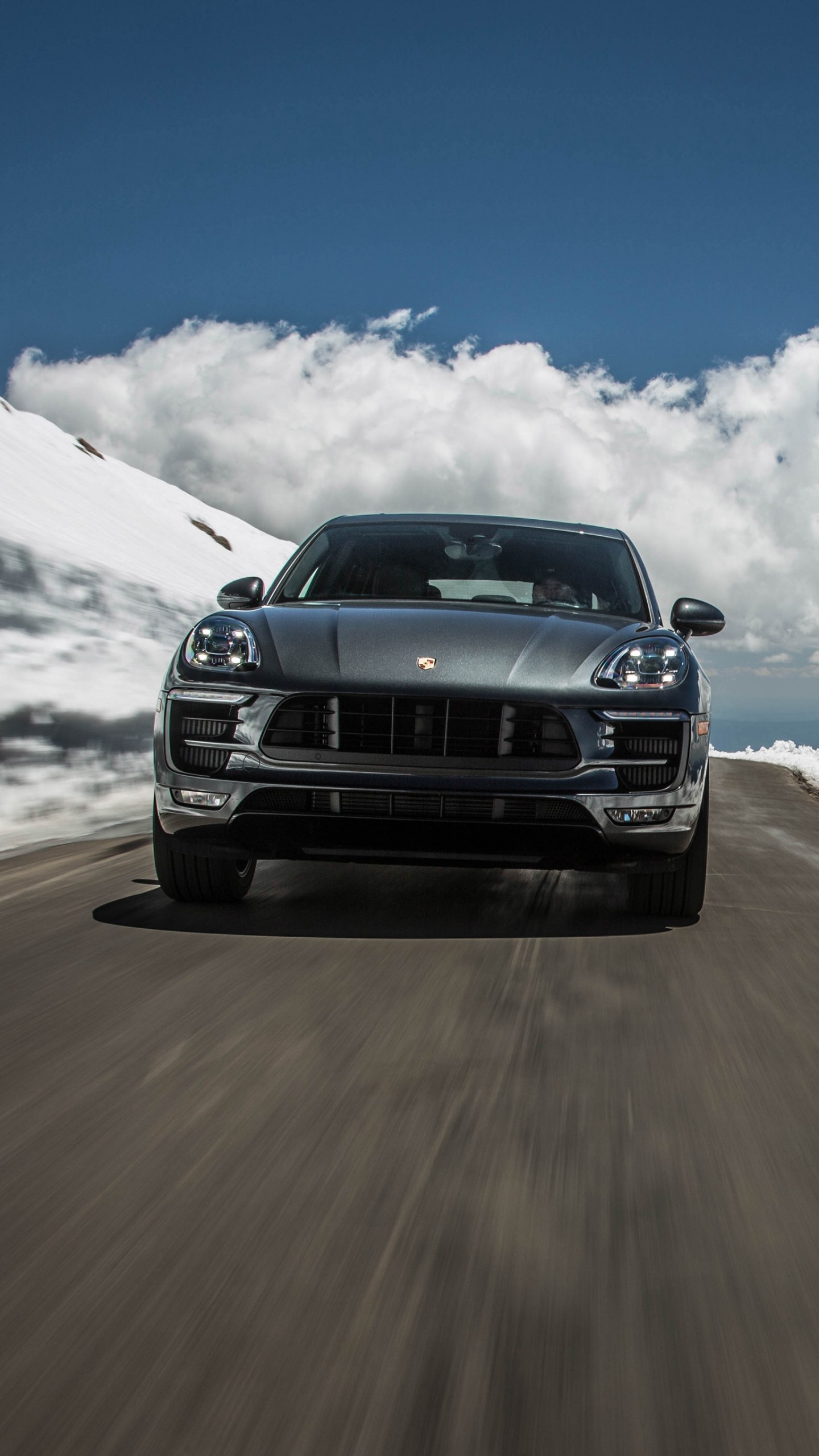 Porsche Macan, GTS sport car, Clouds as backdrop, Captivating beauty, 1440x2560 HD Phone