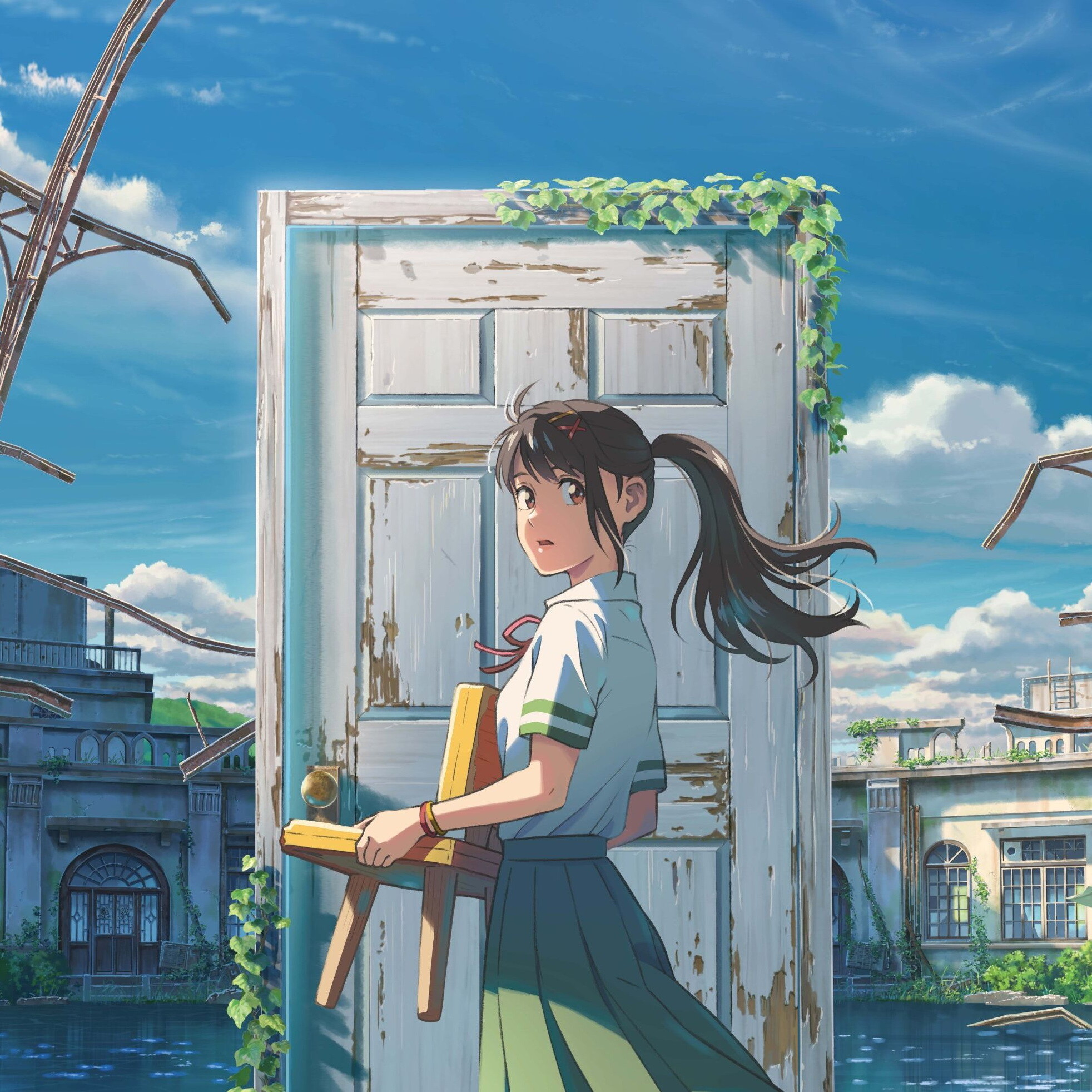 Suzume no Tojimari (Anime), Enchanting soundtrack, Captivating visuals, Immersive world, 1970x1970 HD Phone