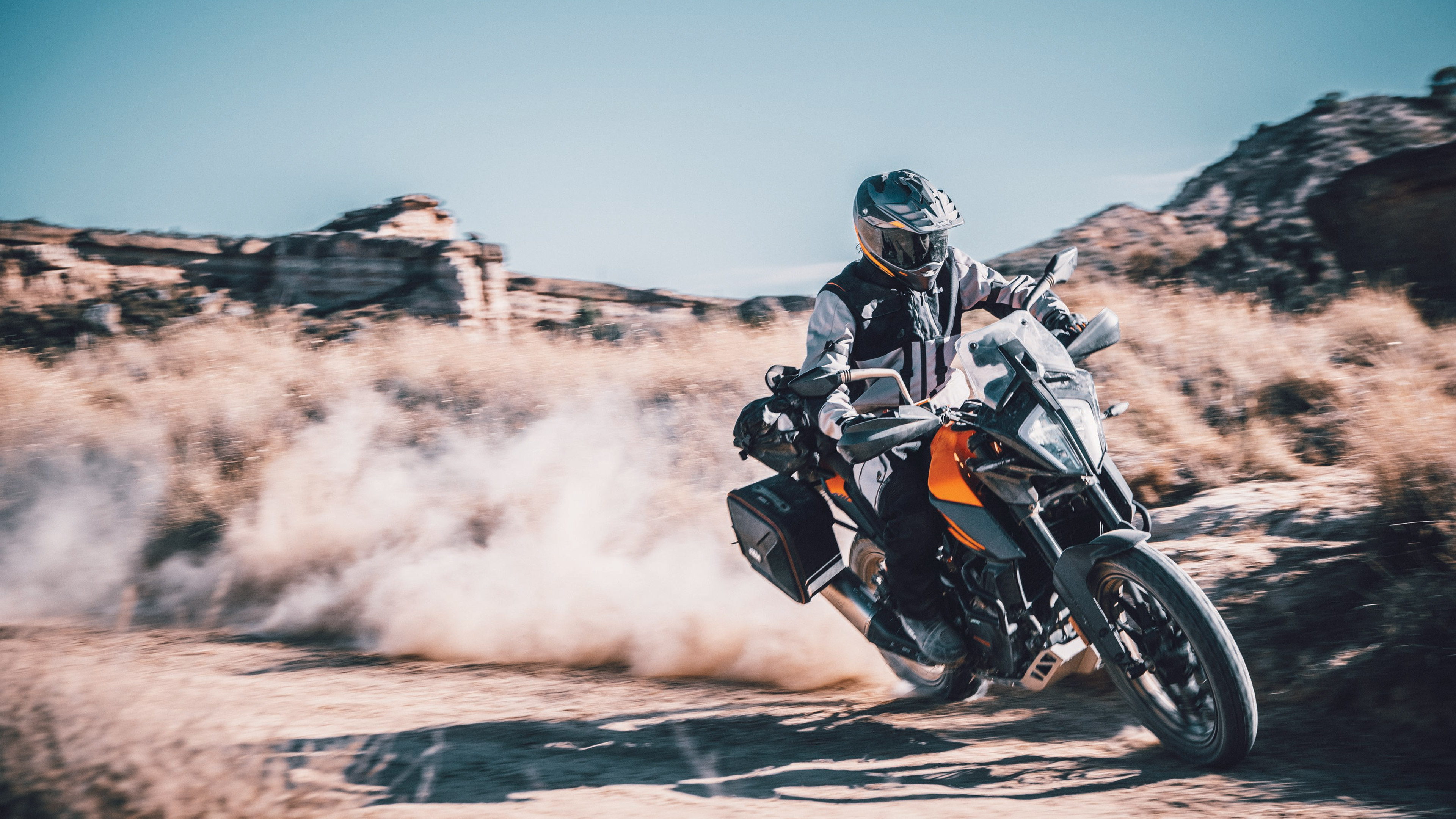 KTM 390 Adventure, Off-road prowess, Ethereal beauty, Adventurous spirit, 3840x2160 4K Desktop