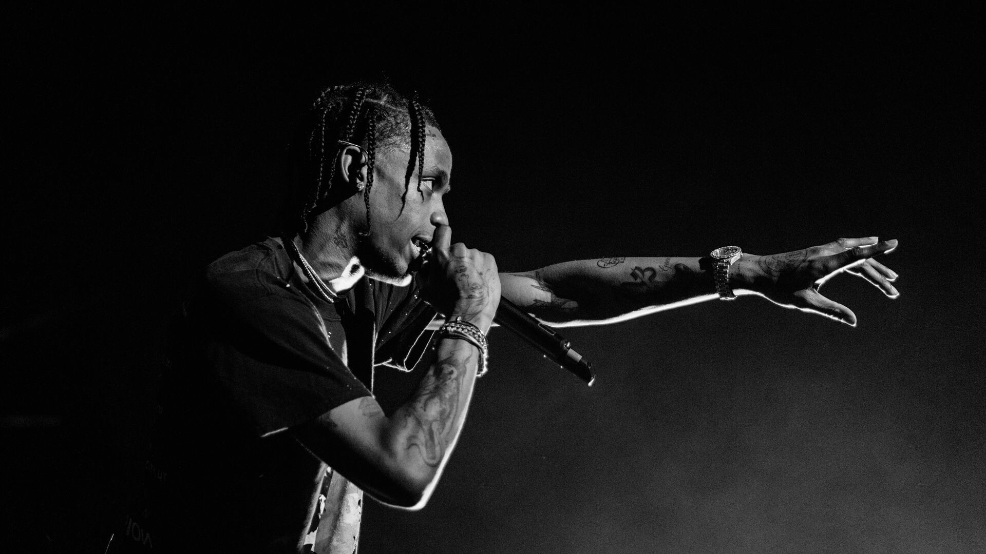 Travis Scott, Black wallpapers, Dark aesthetic, Intense visuals, 1920x1080 Full HD Desktop