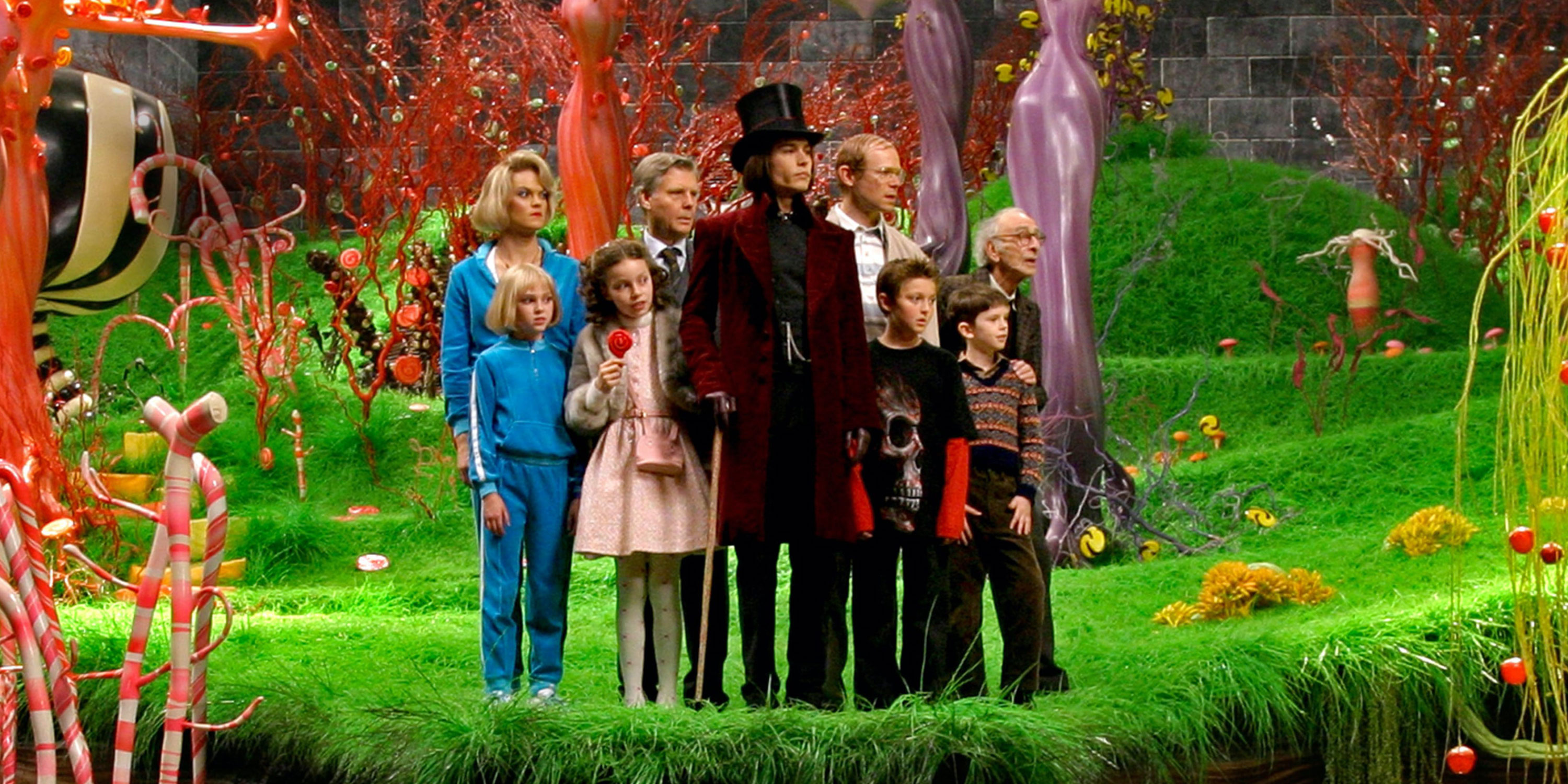 Charlie and the Chocolate Factory, Johnny Depp, Fantasy adventure, Tim Burton, 3000x1500 Dual Screen Desktop