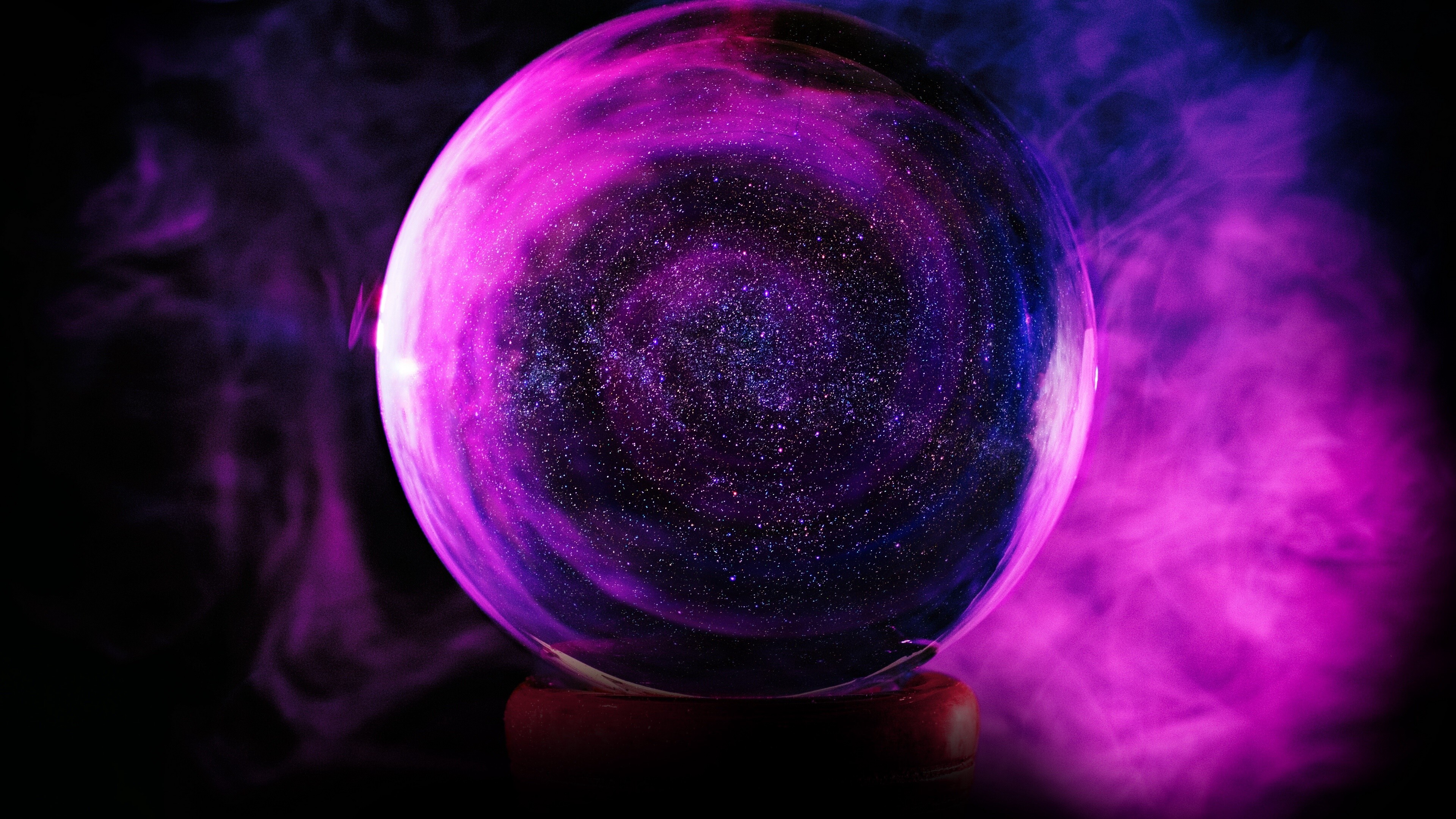 Pink glass sphere, Mesmerizing beauty, Radiant glow, Abstract wallpaper, 3840x2160 4K Desktop