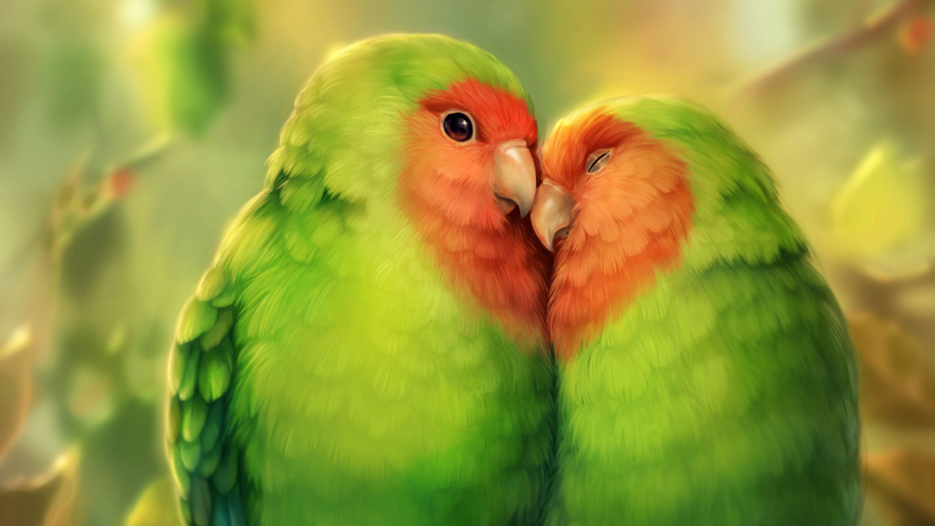 3D love bird, Dimensional artistry, Romantic symbolism, Visual masterpiece, 1920x1080 Full HD Desktop