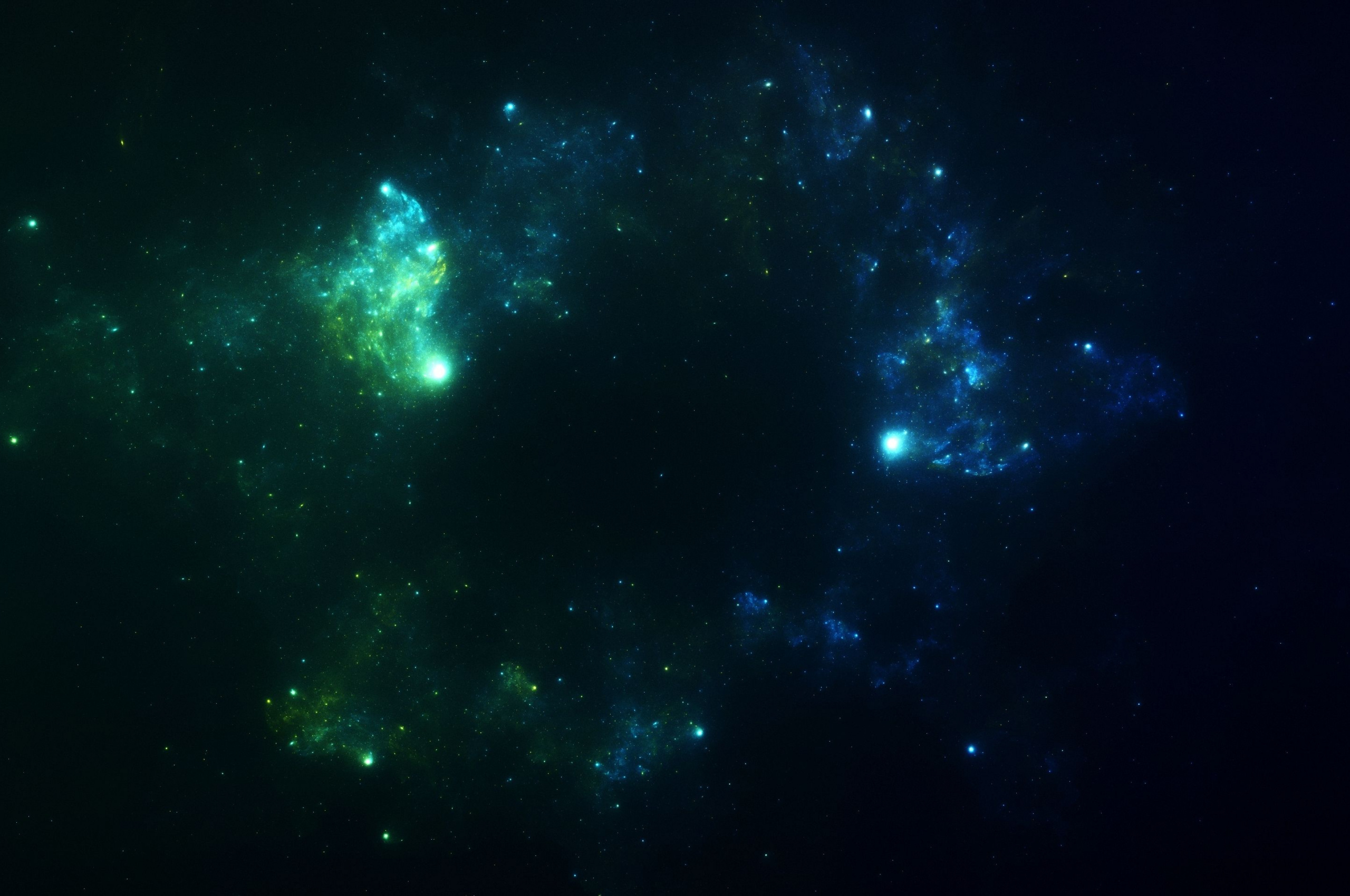 Green Nebula, Blue nebula wallpaper, Open space serenity, Aesthetic elegance, 2560x1700 HD Desktop