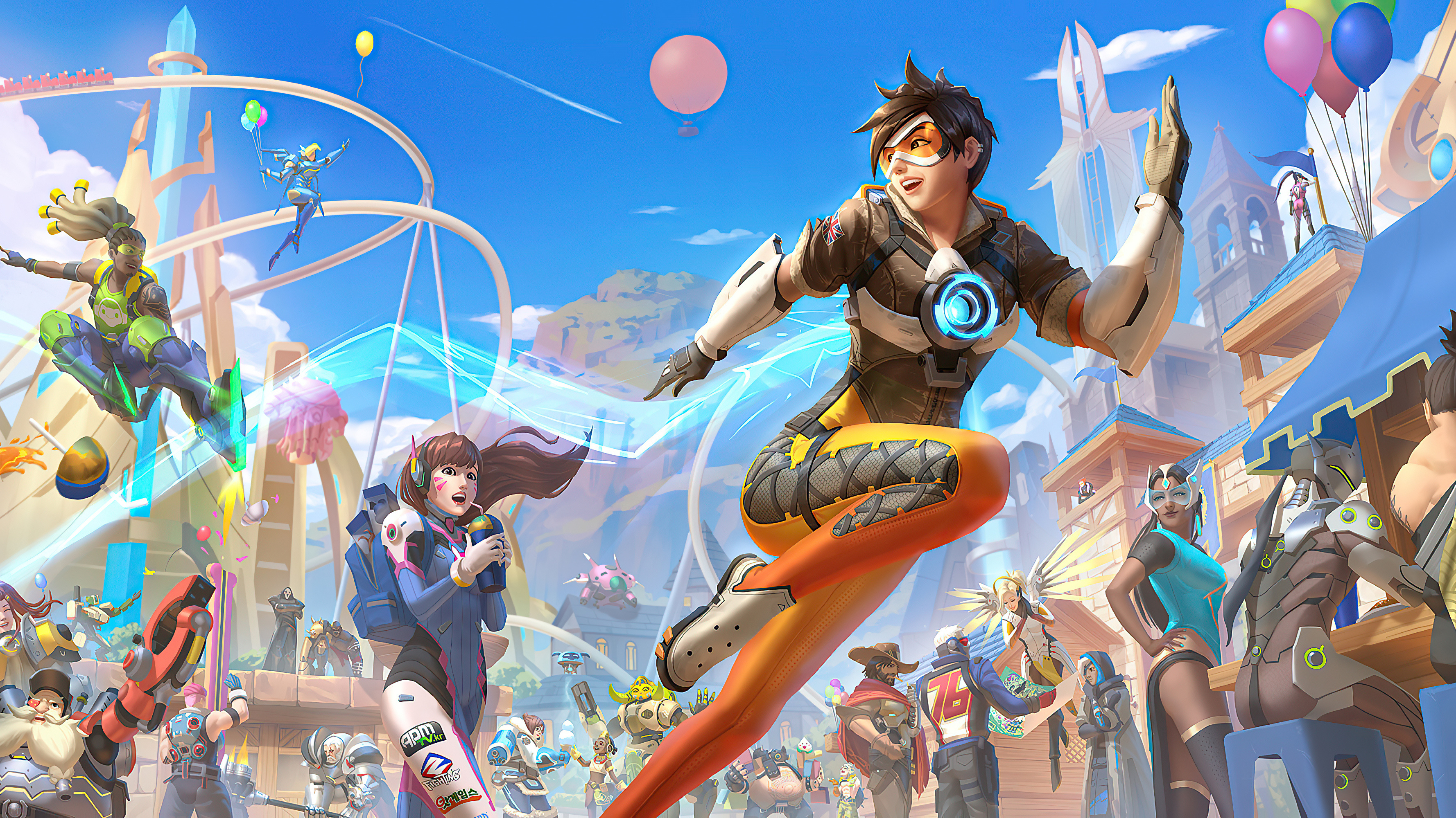 Overwatch hero, Tracer and D.Va, Overwatch wallpapers, Gaming, 3560x2000 HD Desktop