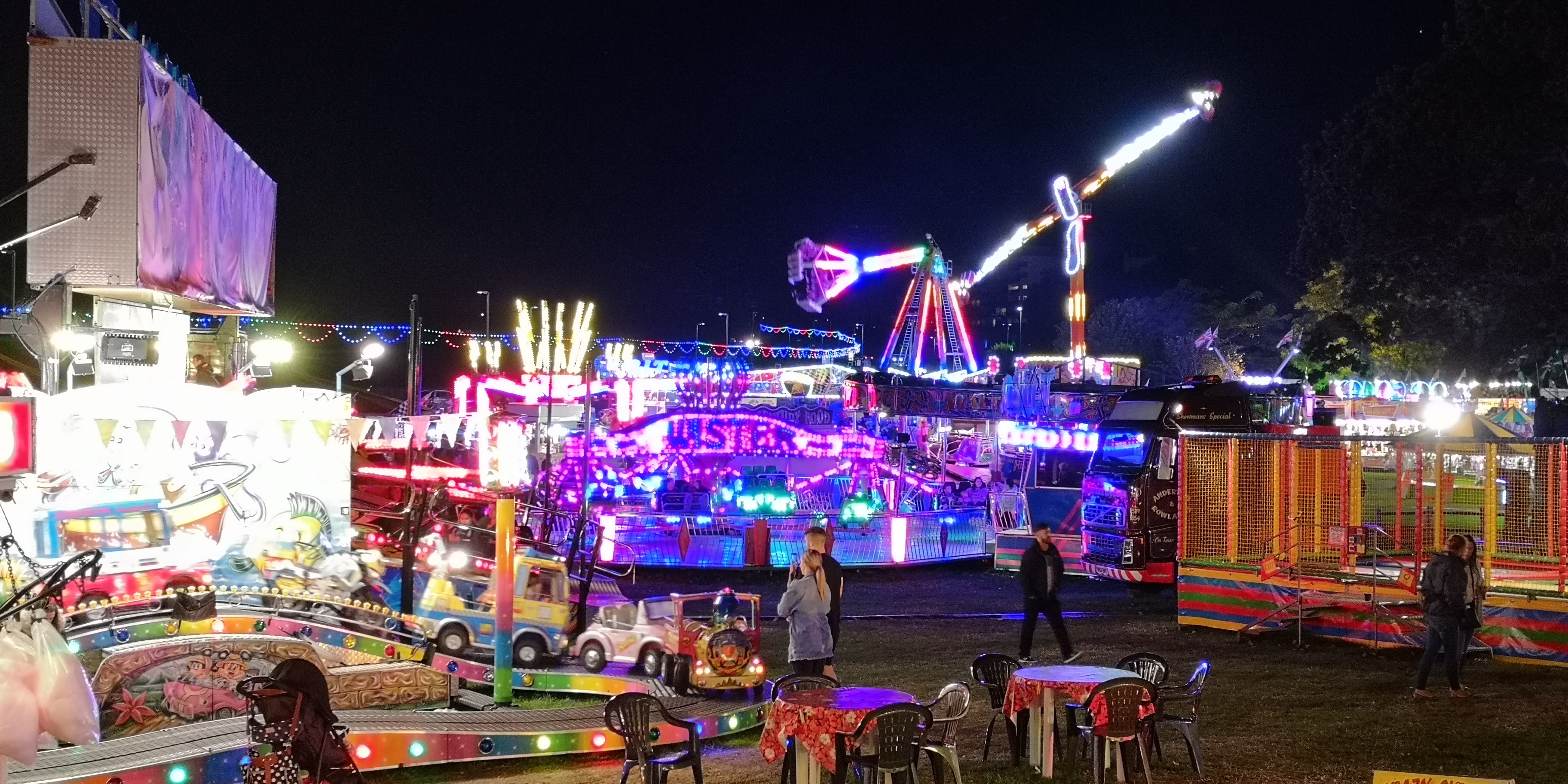 Fun Fair, Colorful lights, Vibrant images, Captivating visuals, 3650x1830 Dual Screen Desktop