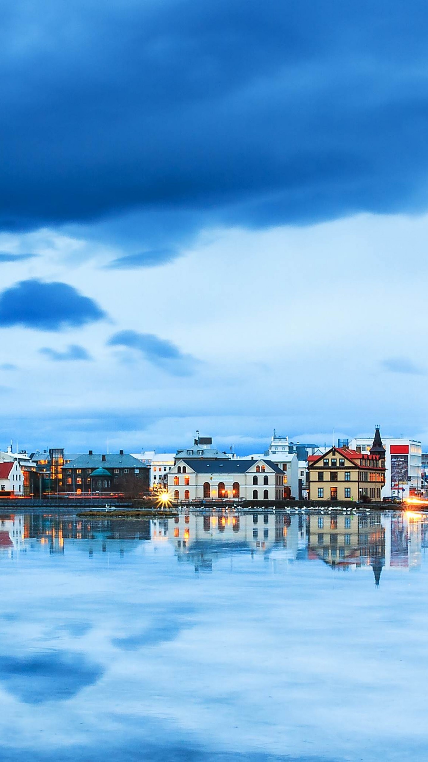 Reykjavik, Iceland river sky, 1440x2560 HD Phone