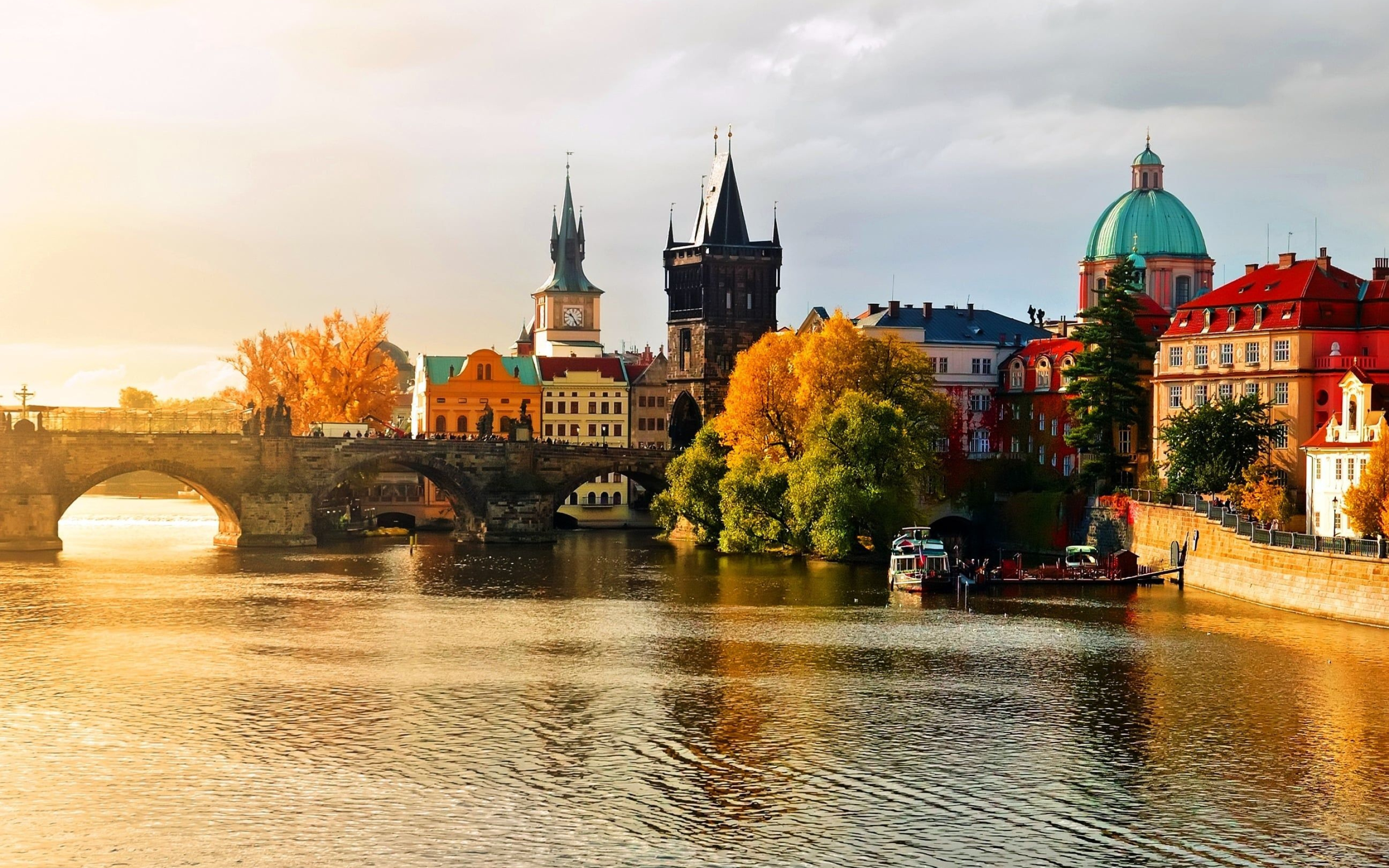 Cityscape view, Urban charm, City lights, Prague's beauty, 2880x1800 HD Desktop