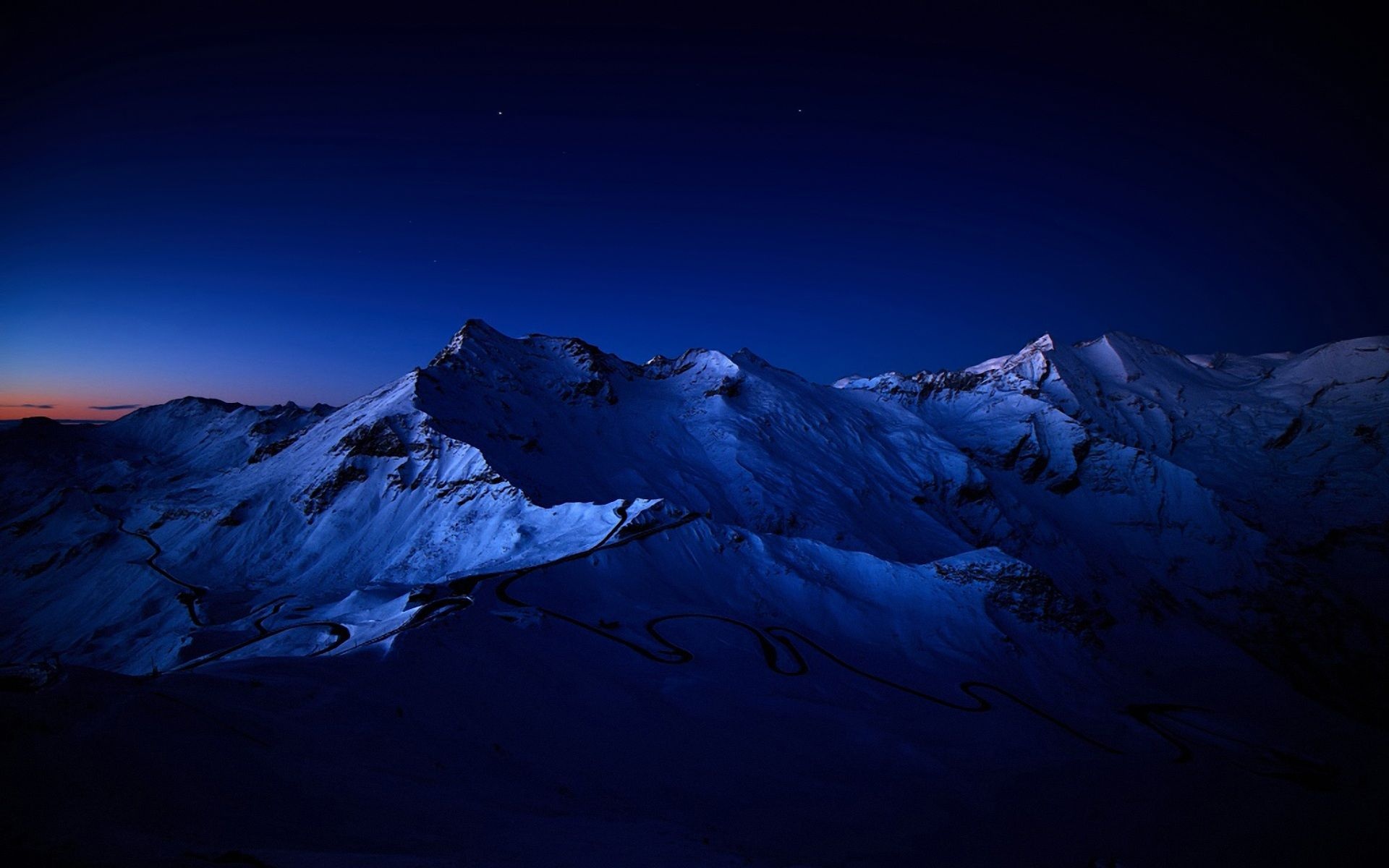 Snow Mountain, Night Sky, Nature, Photographic, Scenic, 1920x1200 HD Desktop