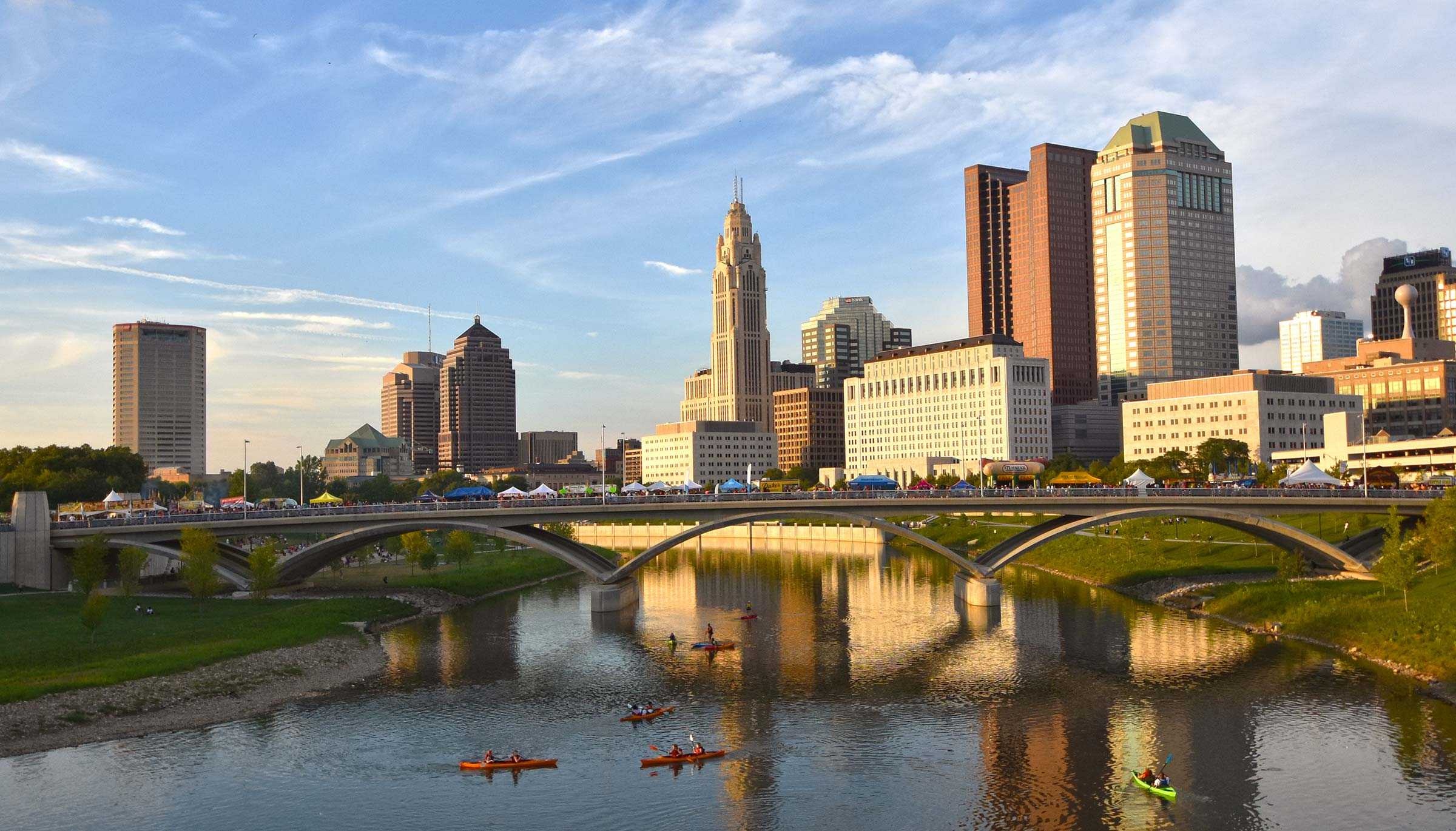 Columbus Skyline, Downtown vibes, Travel destination, Urban exploration, 2400x1370 HD Desktop