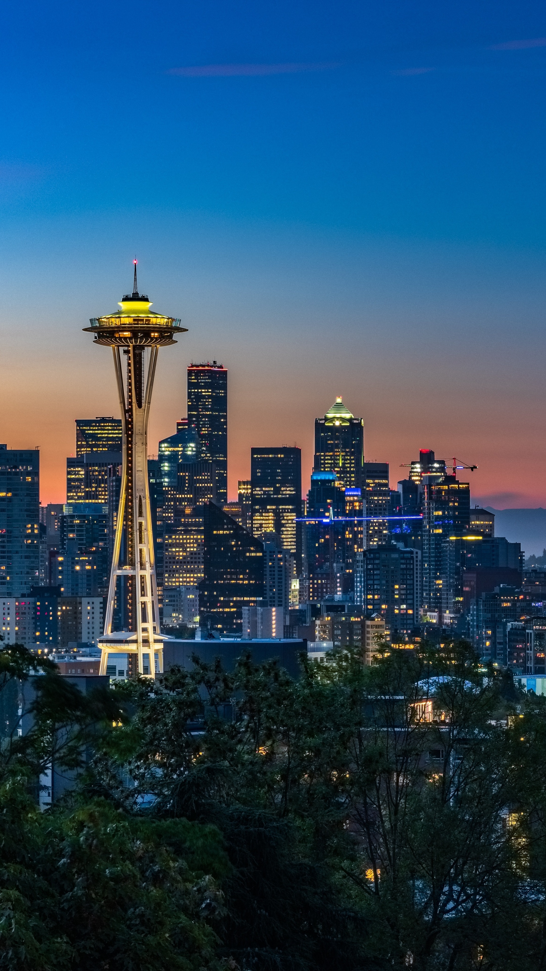 Kerry Park, Seattle, 5K wallpaper, 2160x3840 4K Phone