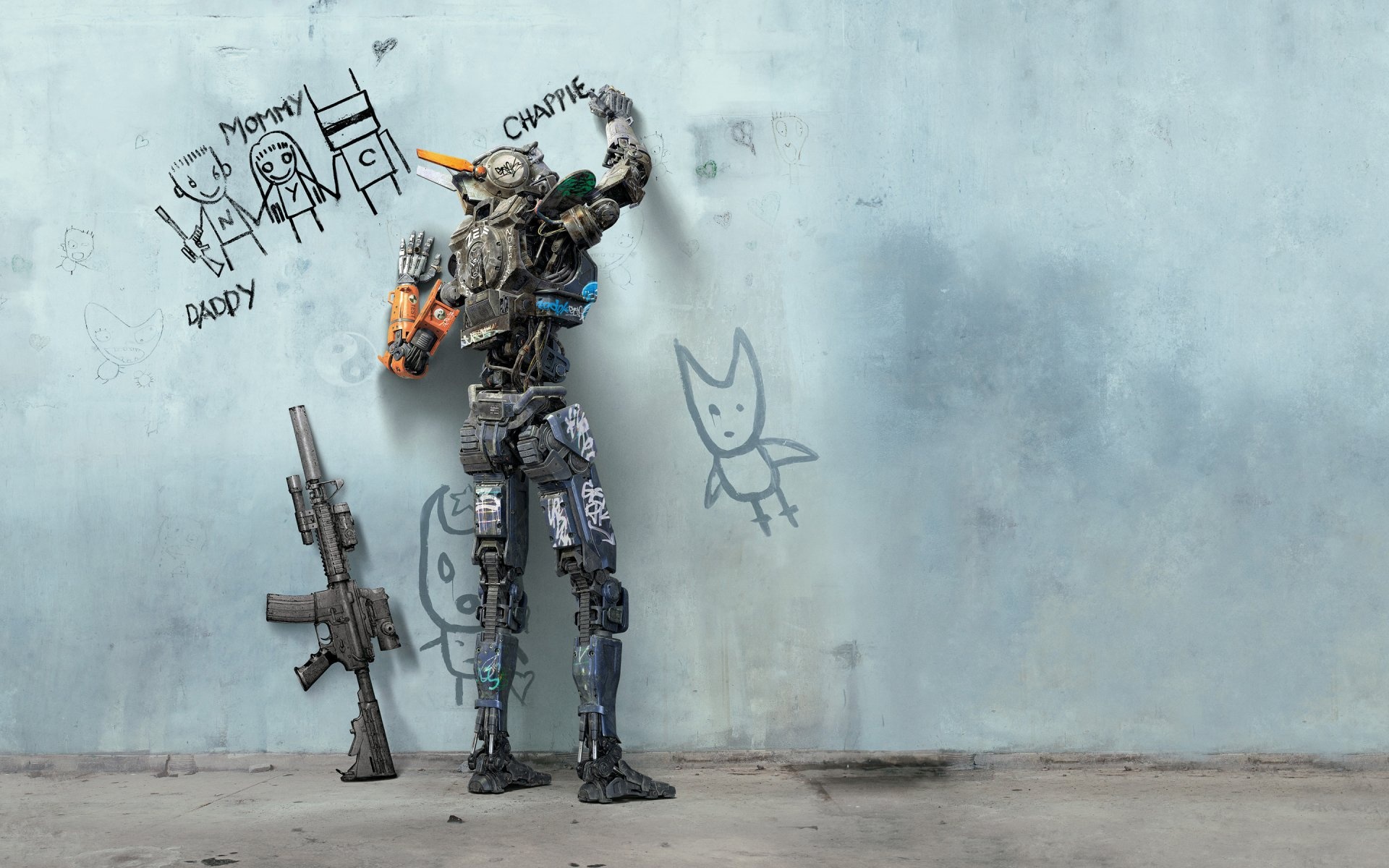 Chappie movie, Futuristic robot, Thought-provoking plot, 1920x1200 HD Desktop