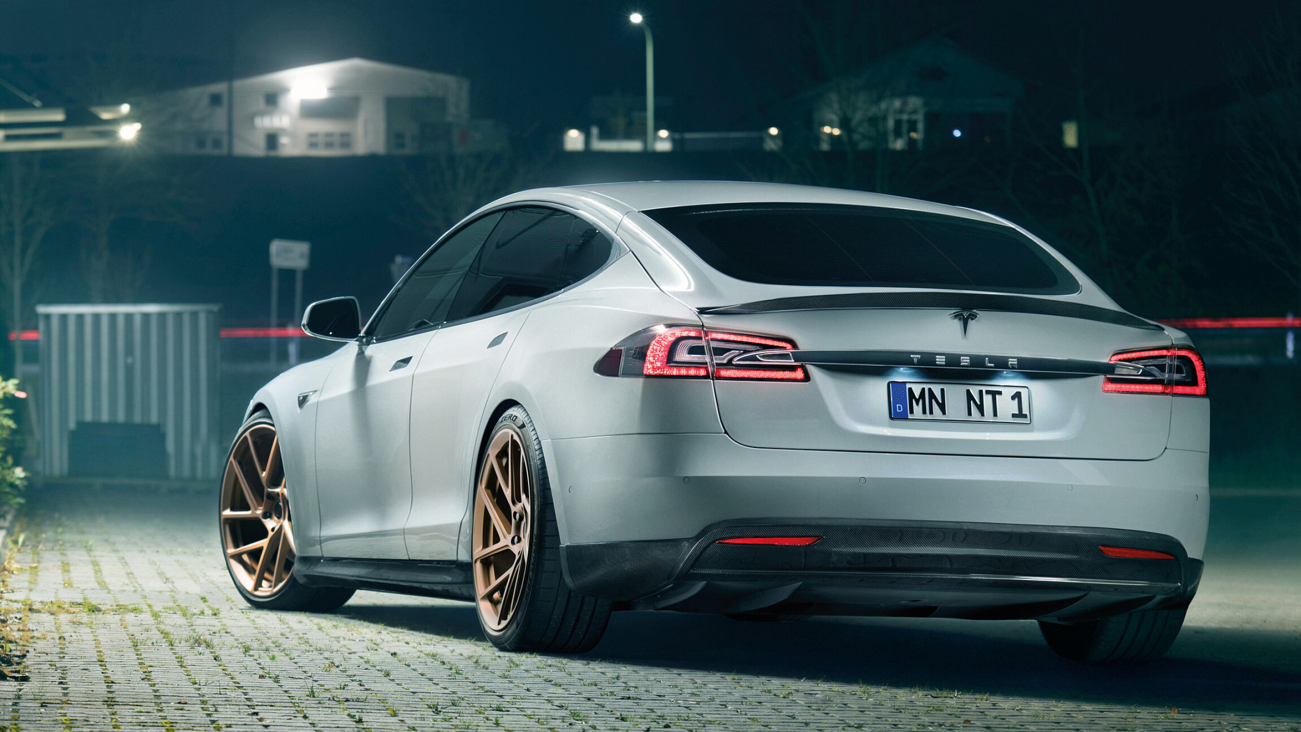 Tesla Model S, Free download, Novitec, Rear three-quarter, 2560x1440 HD Desktop