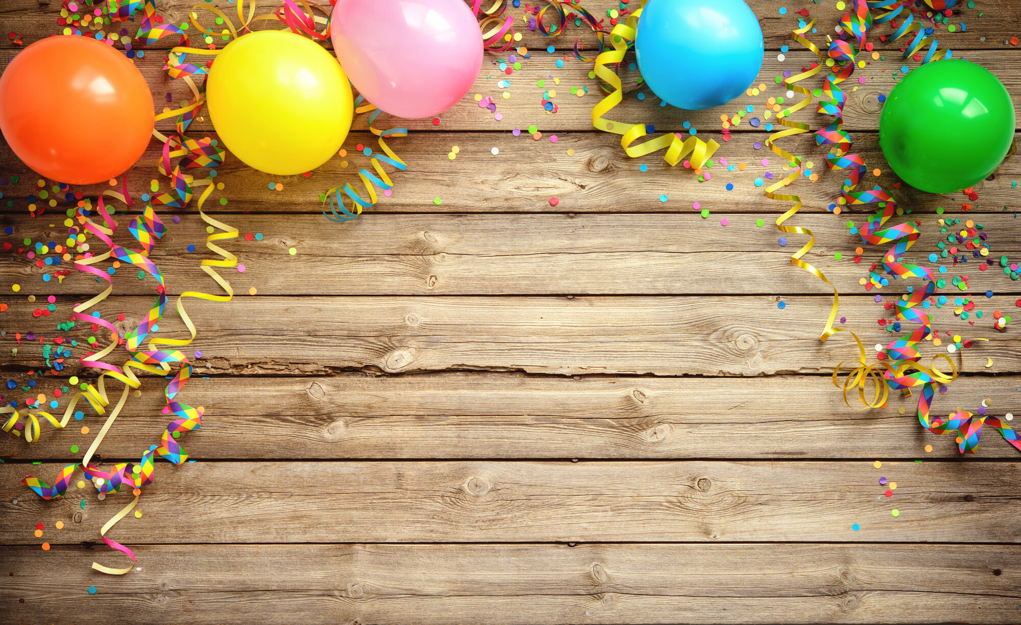 Balloons and confetti, Birthday Party Wallpaper, 2000x1230 HD Desktop