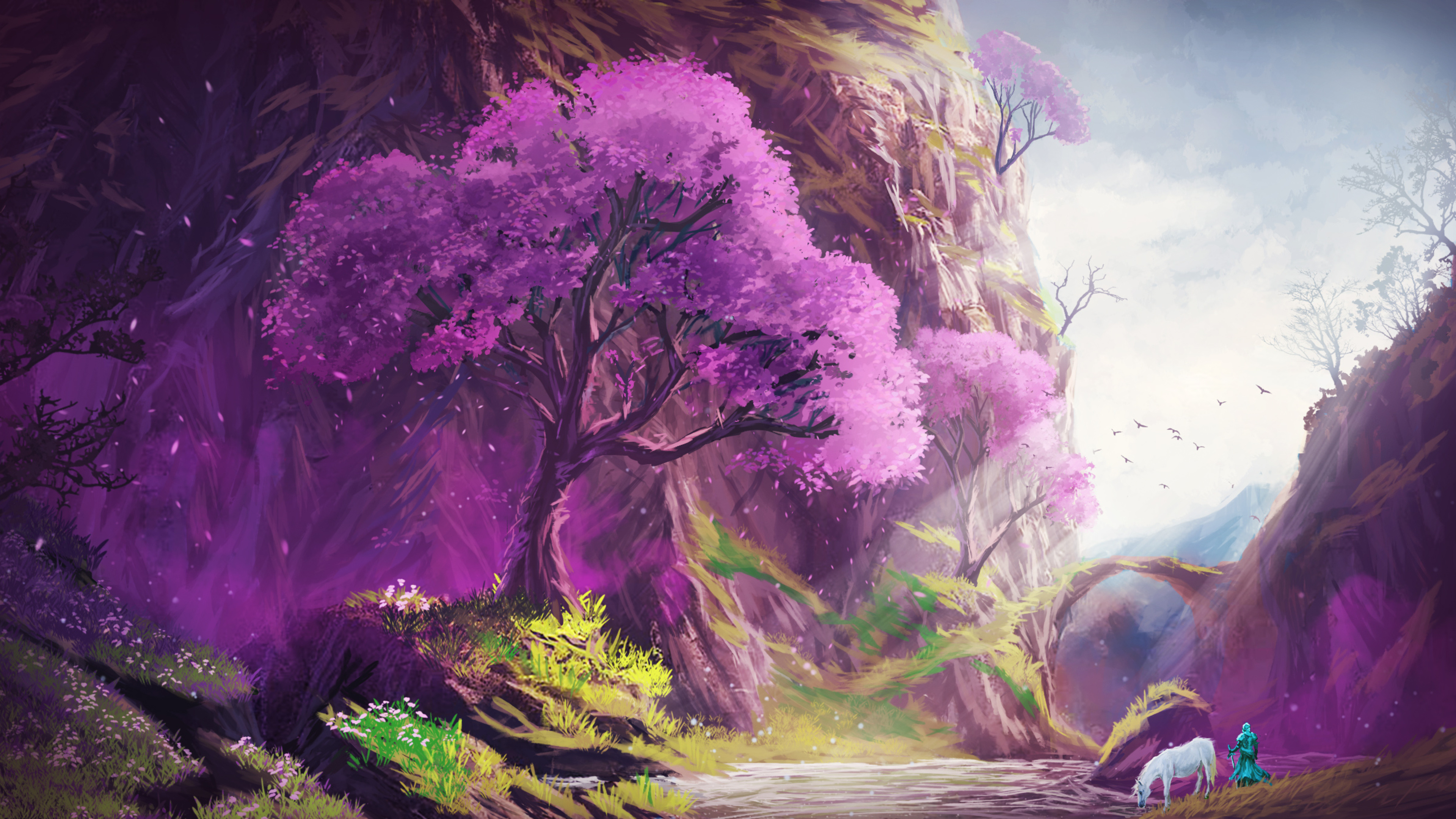 Sakura tree, Fantasy Arts Wallpaper, 3840x2160 4K Desktop