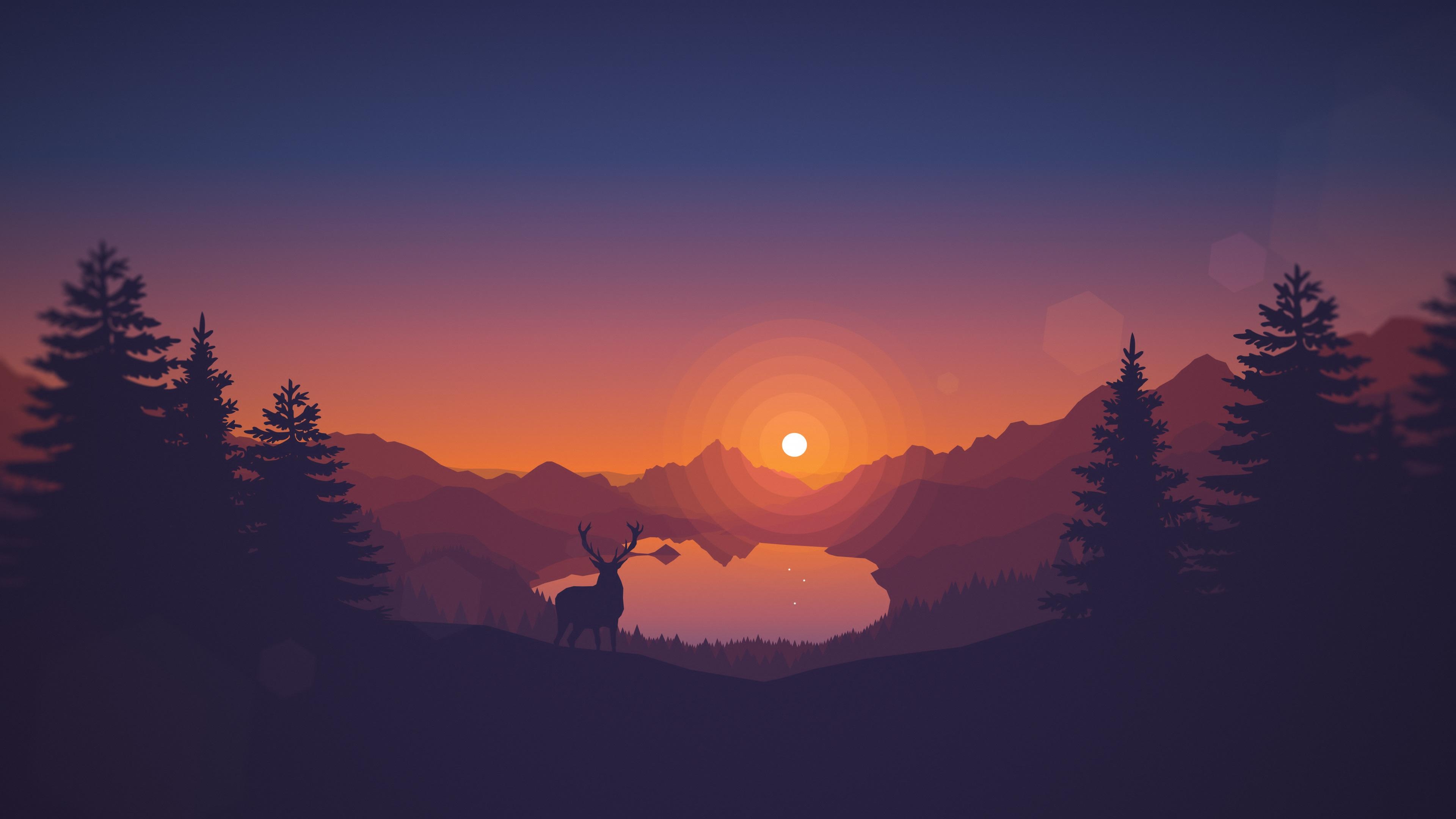 Firewatch, Minimalist Wallpaper, 3840x2160 4K Desktop