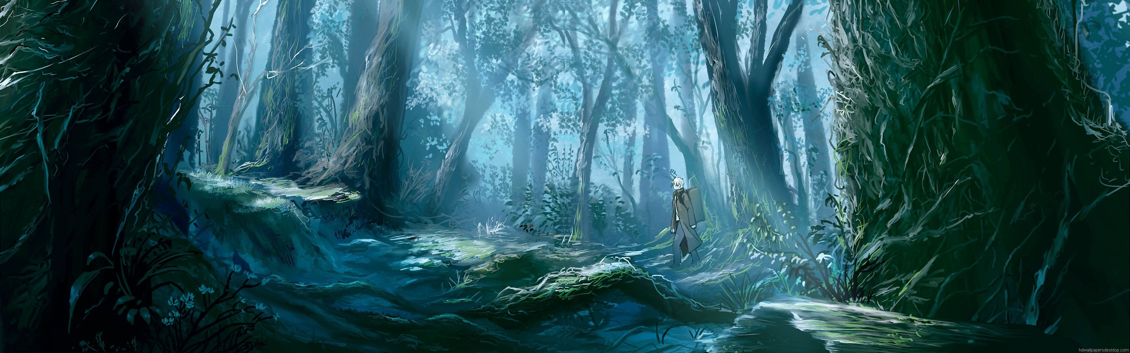 Master Mushi, Fantasy Arts Wallpaper, 3840x1200 Dual Screen Desktop