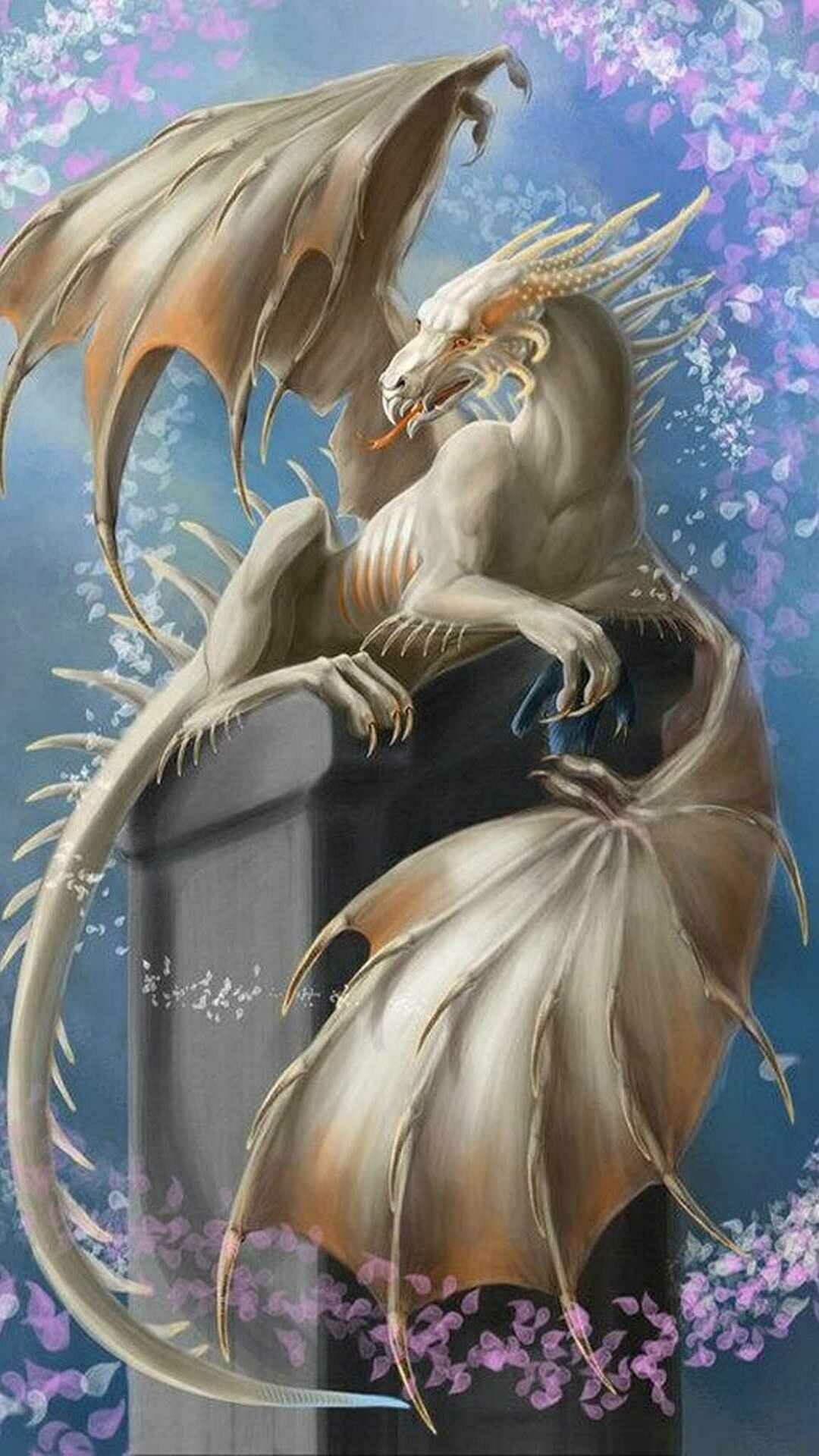 Powerful dragon, Majestic creature, Impressive visuals, Stunning art, 1080x1920 Full HD Phone