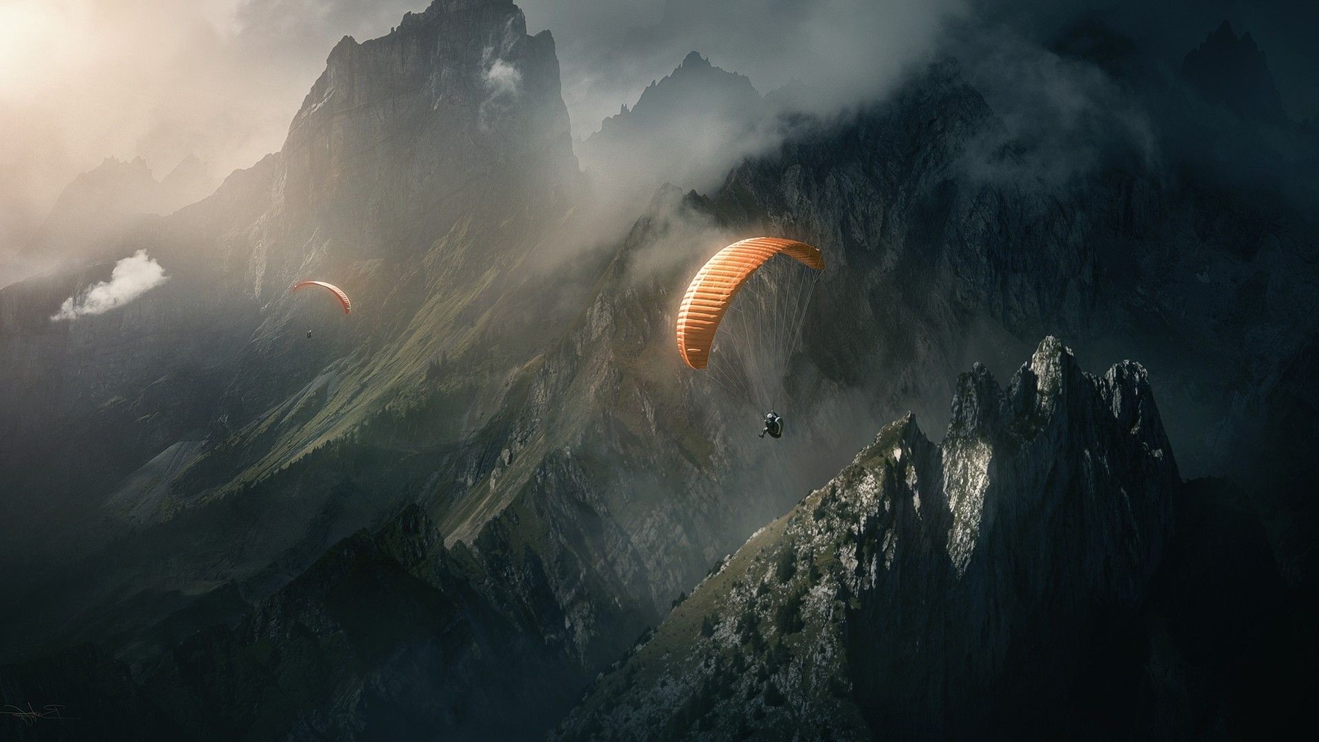 Paragliding sport, Top free wallpapers, Thrilling backgrounds, Aerial delight, 1920x1080 Full HD Desktop