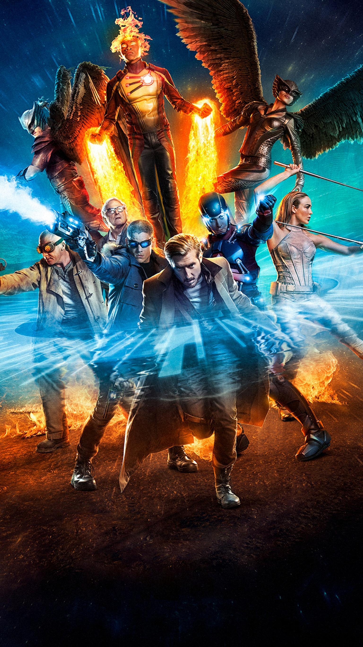 DC's Legends of Tomorrow wallpapers, Superhero team, Time-traveling adventures, Action-packed scenes, 1540x2740 HD Phone