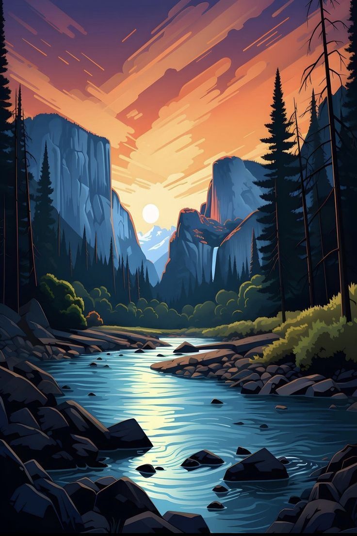 Yosemite National Park, Nature Artwork Wallpaper, 740x1110 HD Phone