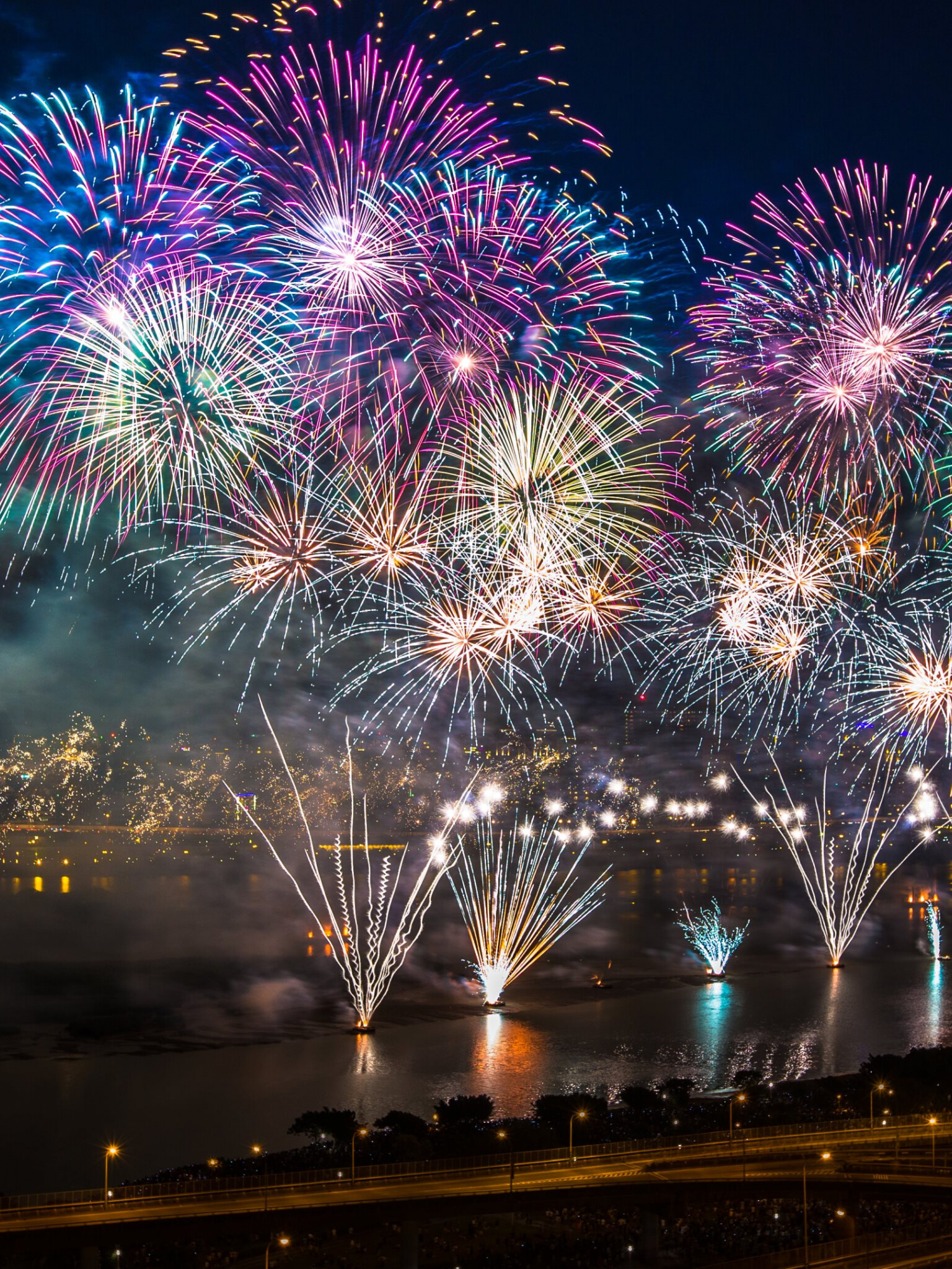 Widescreen desktop wallpaper, HD fireworks display, Stunning visuals, Festive celebration, 1540x2050 HD Phone