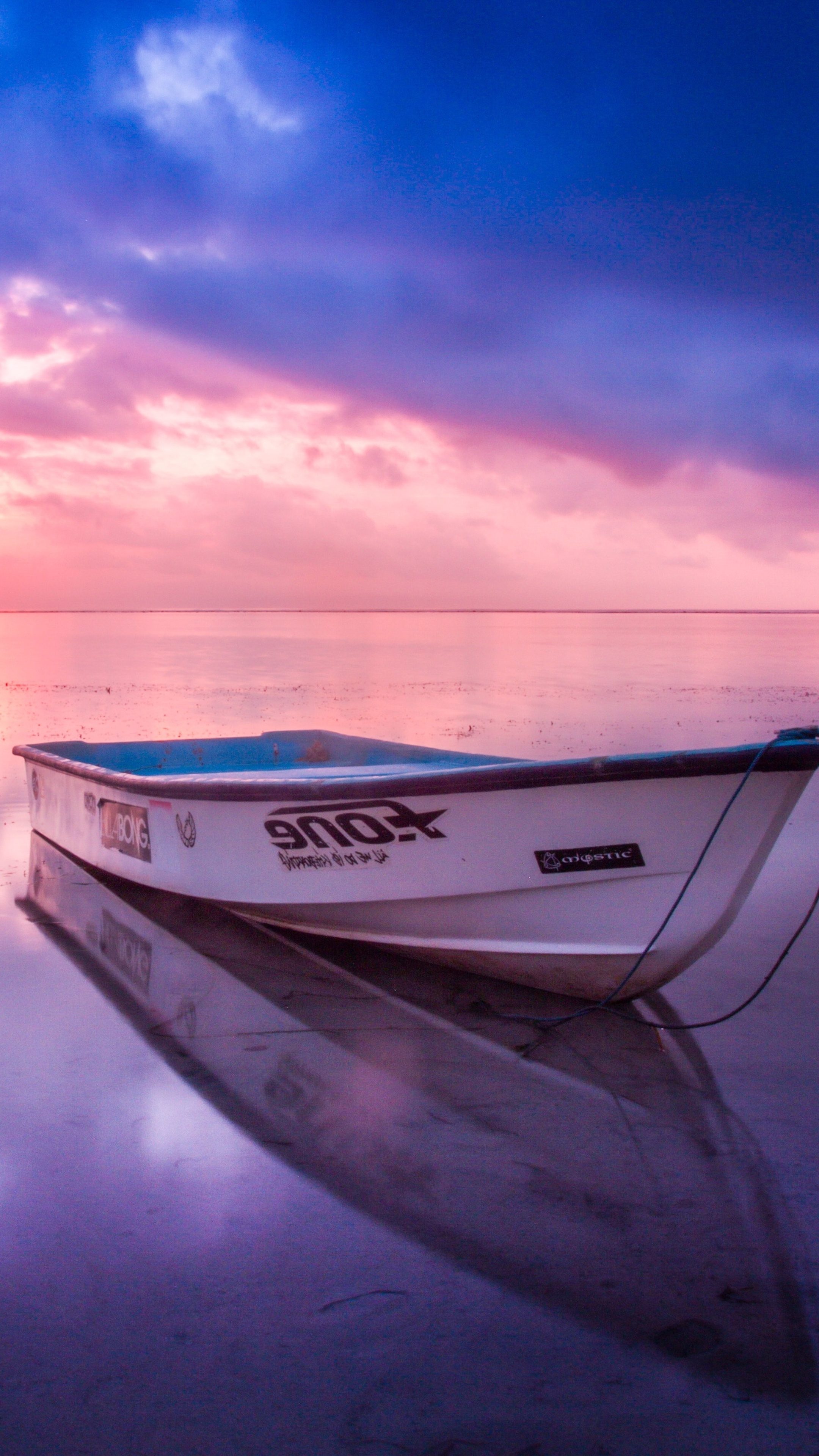 Boat beach seashore, Reflection sunset wallpaper, 2160x3840 4K Phone