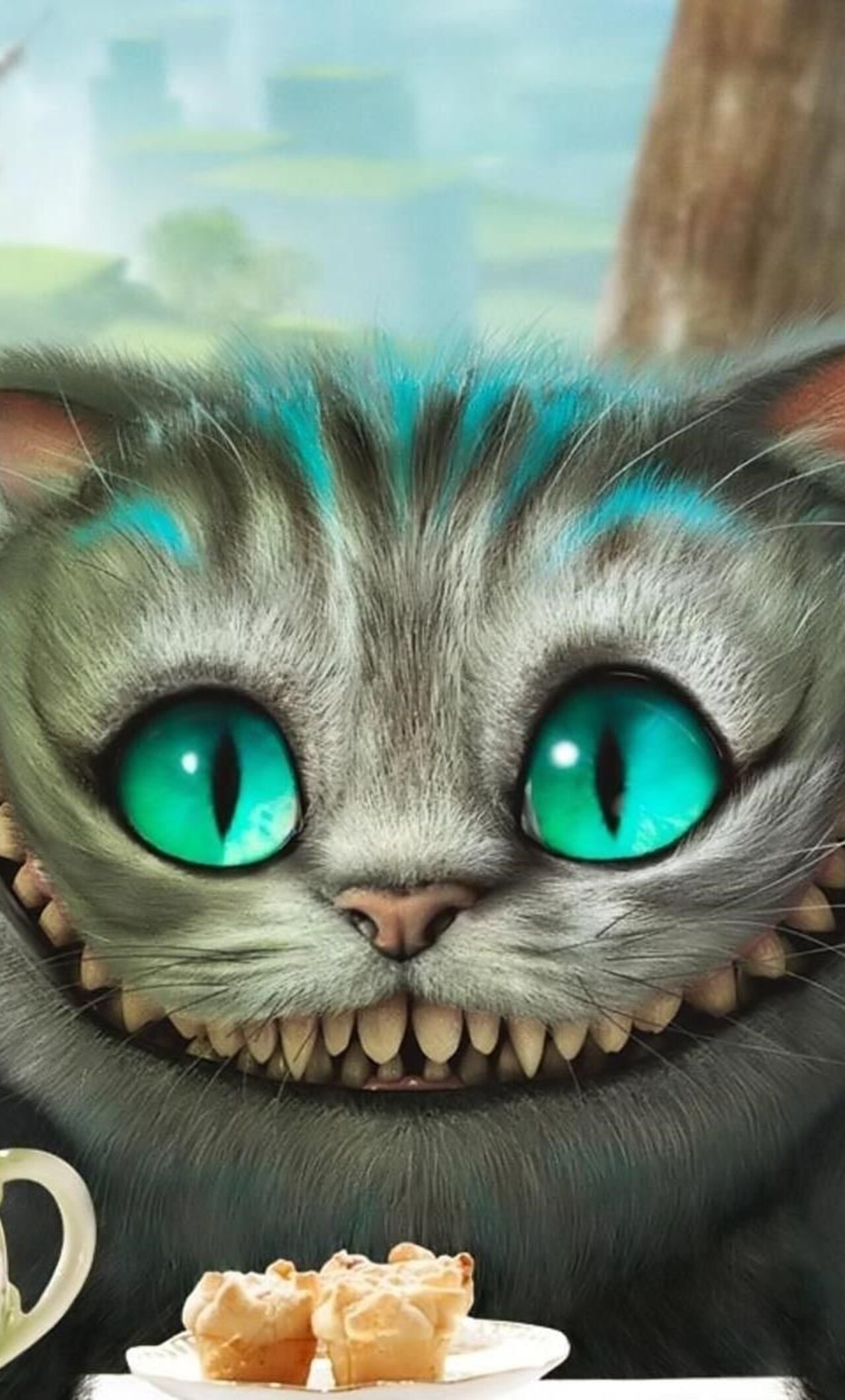 Close-up, Cheshire Cat Wallpaper, 1280x2120 HD Phone