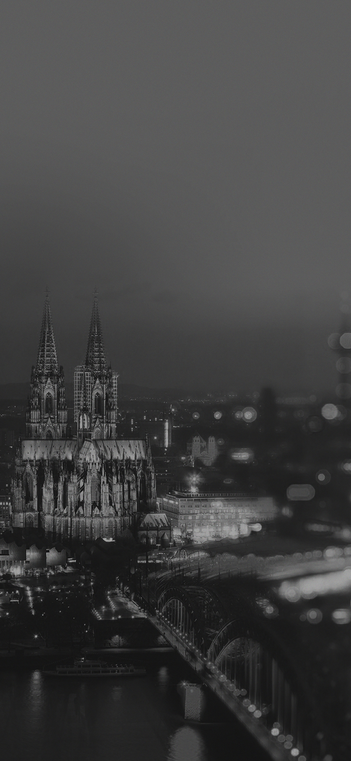 Monochrome, Cologne Cathedral Wallpaper, 1130x2440 HD Phone