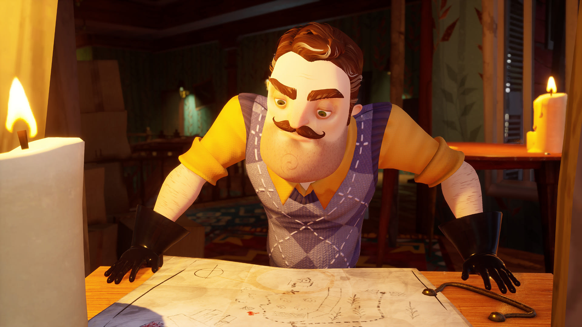 Hello Neighbor 2, Eerie neighbor encounters, Sneak and hide gameplay, Chilling soundtrack, 1920x1080 Full HD Desktop