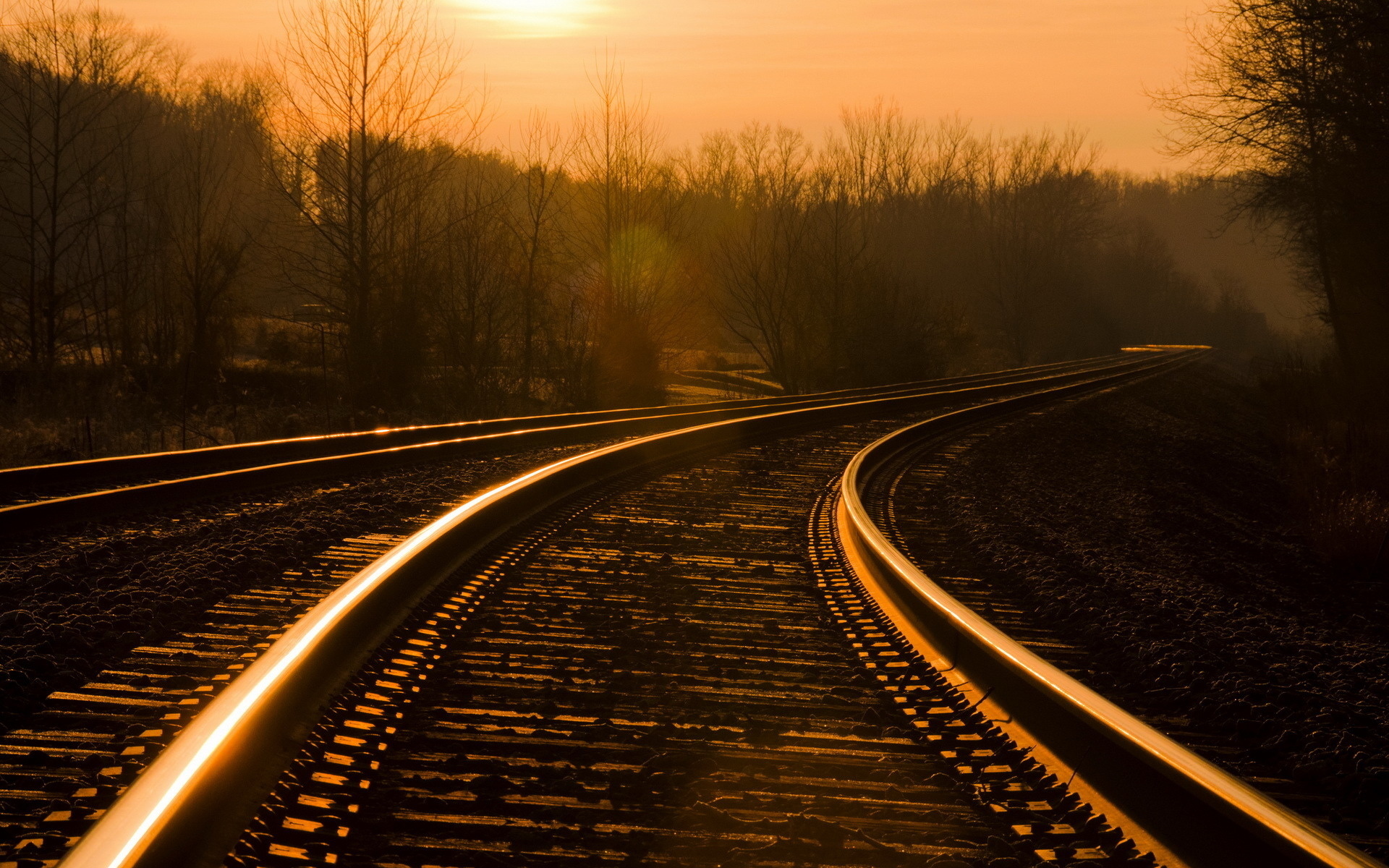 Railway, Scenic landscapes, Reflective skies, Tranquil atmosphere, 1920x1200 HD Desktop