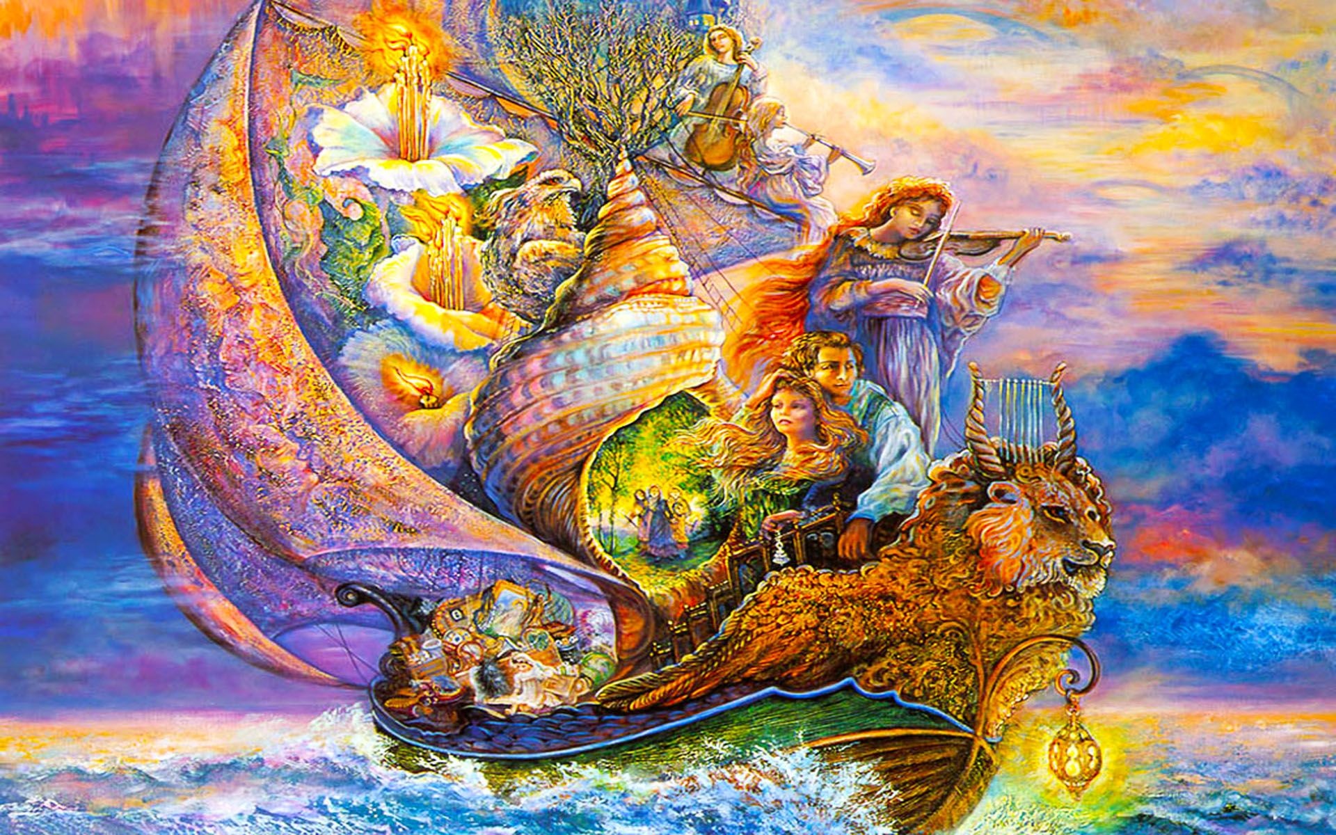 Josephine Wall, Fantasy art, Susan's creations, Magical realm, 1920x1200 HD Desktop