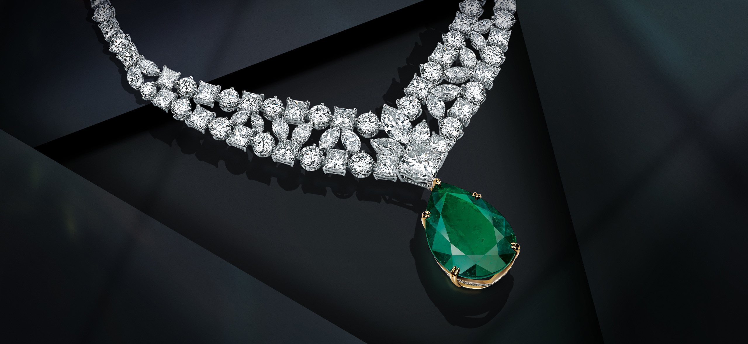 Emerald, Diamond Jewelry Wallpaper, 2560x1180 Dual Screen Desktop