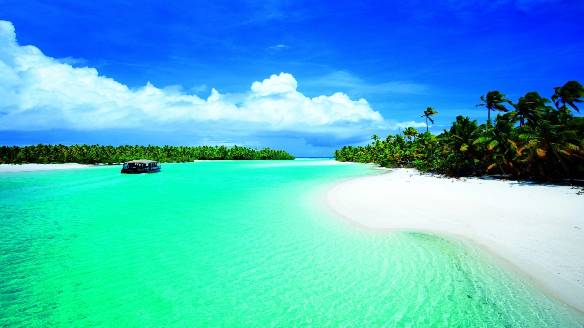 Lagoon passage, One Foot Island, Aitutaki, Polynesia, 1920x1080 Full HD Desktop