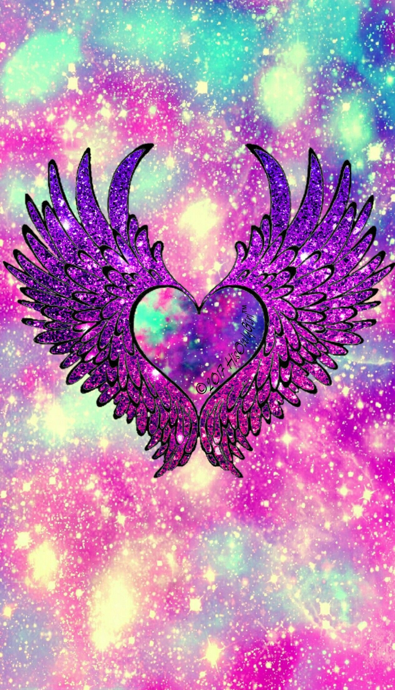 Galaxy, Heart With Wings Wallpaper, 1270x2210 HD Phone