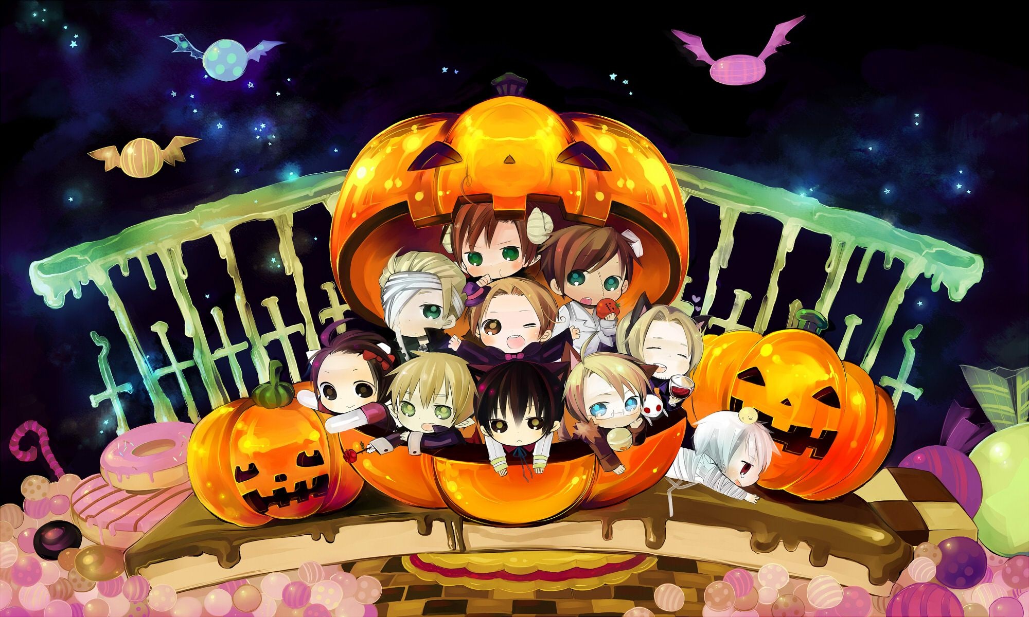 Chibi, Halloween Anime Wallpaper, 2000x1200 HD Desktop