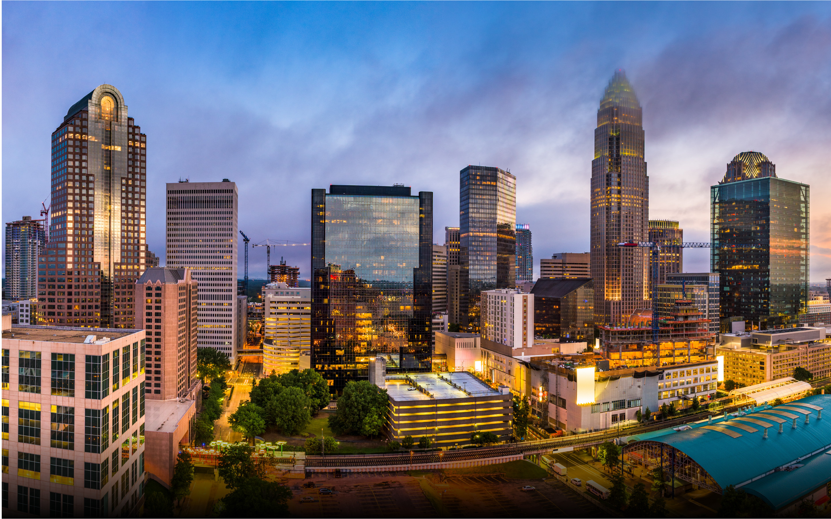 Charlotte NC Skyline, Charlotte Plaza, Office building, JLL properties, 2890x1810 HD Desktop