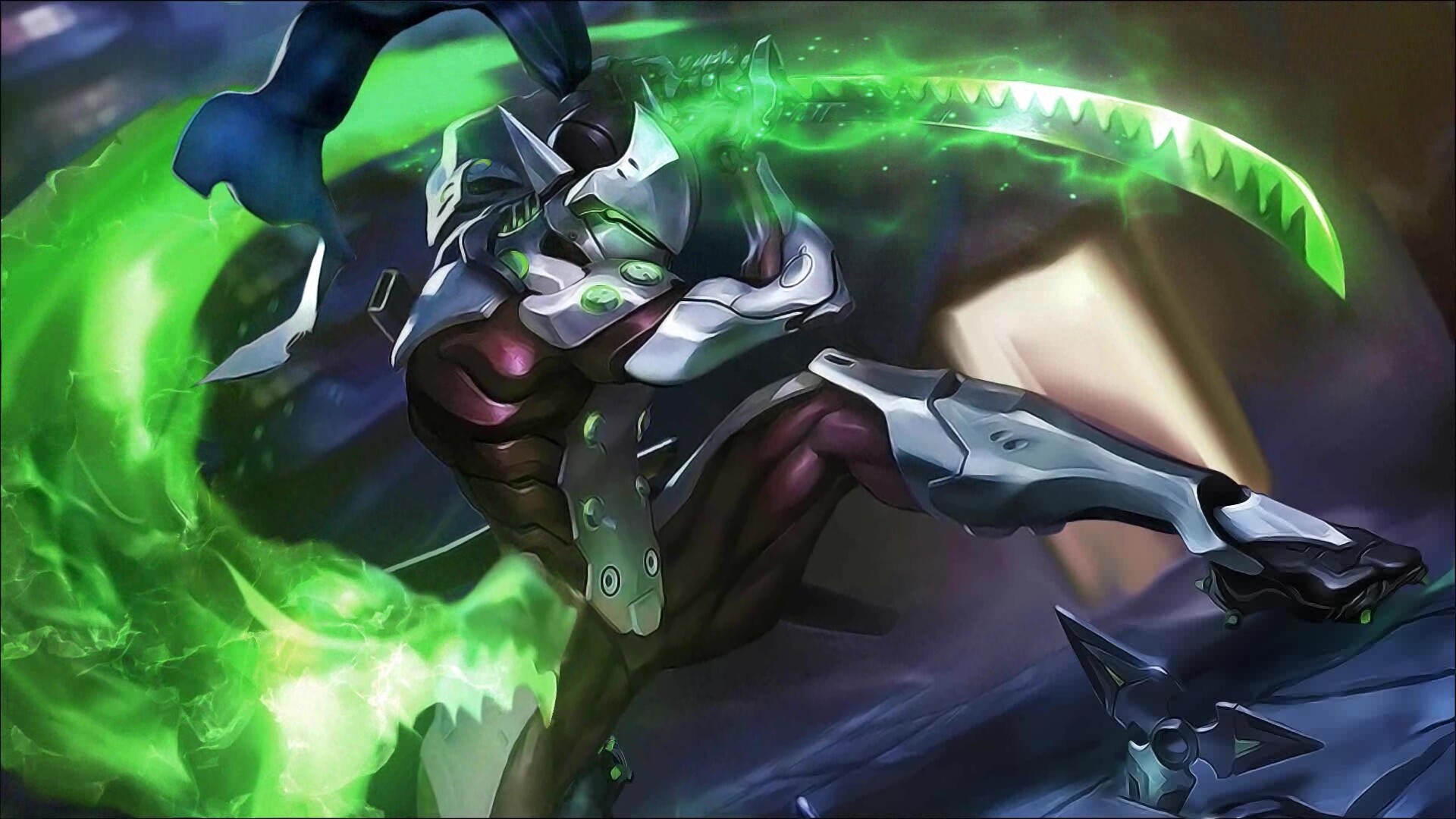 Genji animated wallpaper, Overwatch live, 1920x1080 Full HD Desktop