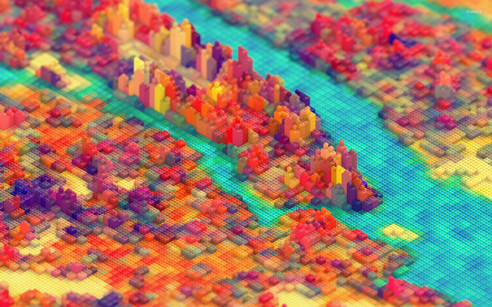 Colorful Lego landscape, Artistic interpretation, Stunning visual impact, Dream-like scenery, 1920x1200 HD Desktop